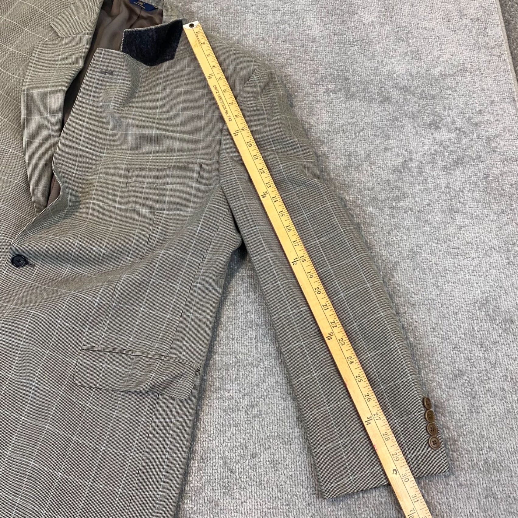 Brooks Brothers BROOKS BROTHERS Blazer Mens 46 Long Silk Wool Nailhead Check Jacket Single-Breasted 2-Button Size 46R - 7 Thumbnail