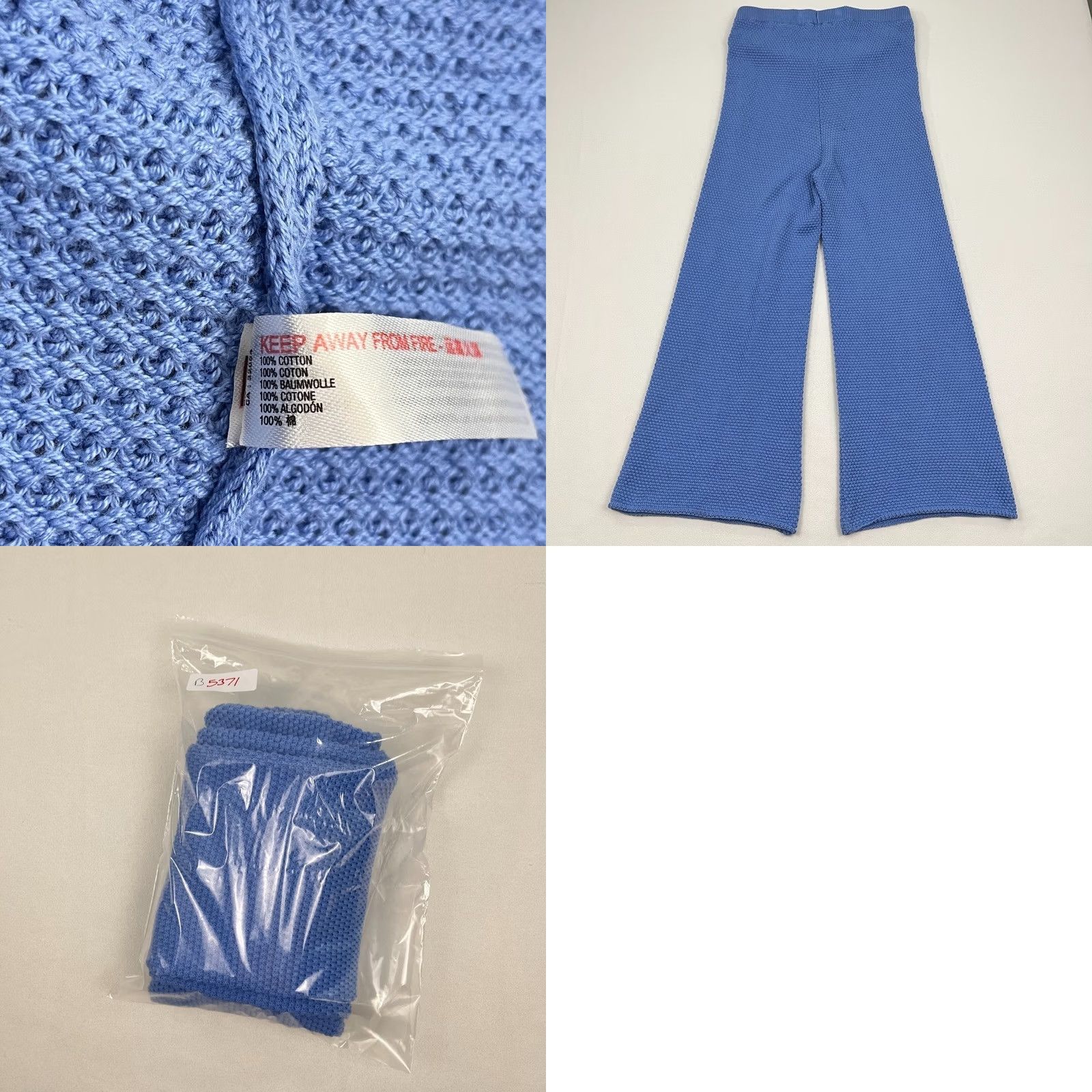 Free People VINTAGE? No. Free People Beach Pants Womens M Blue Knit Wide Leg High Rise Relax Coastal Prep Pants Size 32" / US 10 / IT 46 - 8 Thumbnail