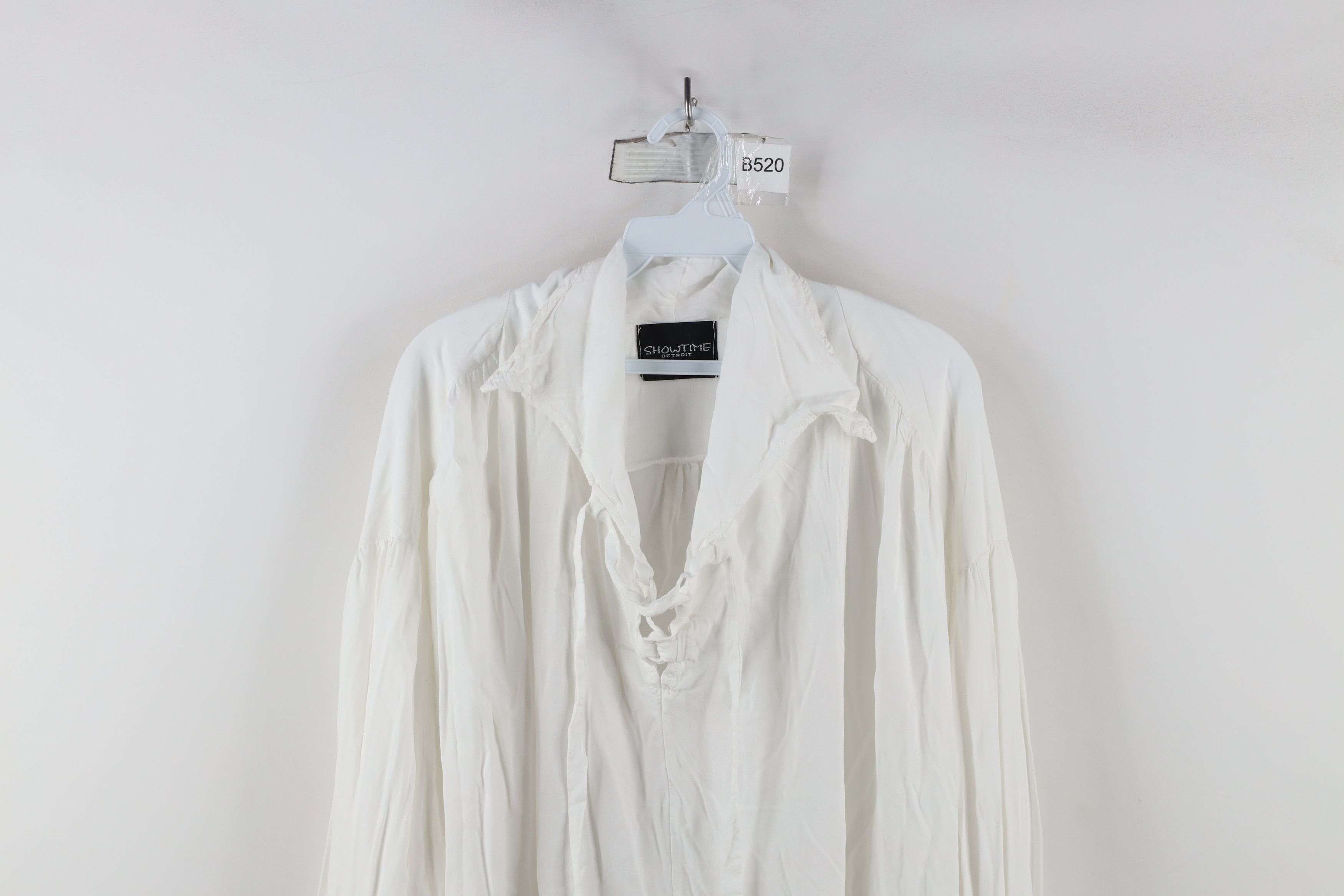 Vintage Vintage 90s Renaissance Ruffled Lace Up Collared Shirt White Size US XXL / EU 58 / 5 - 2 Thumbnail