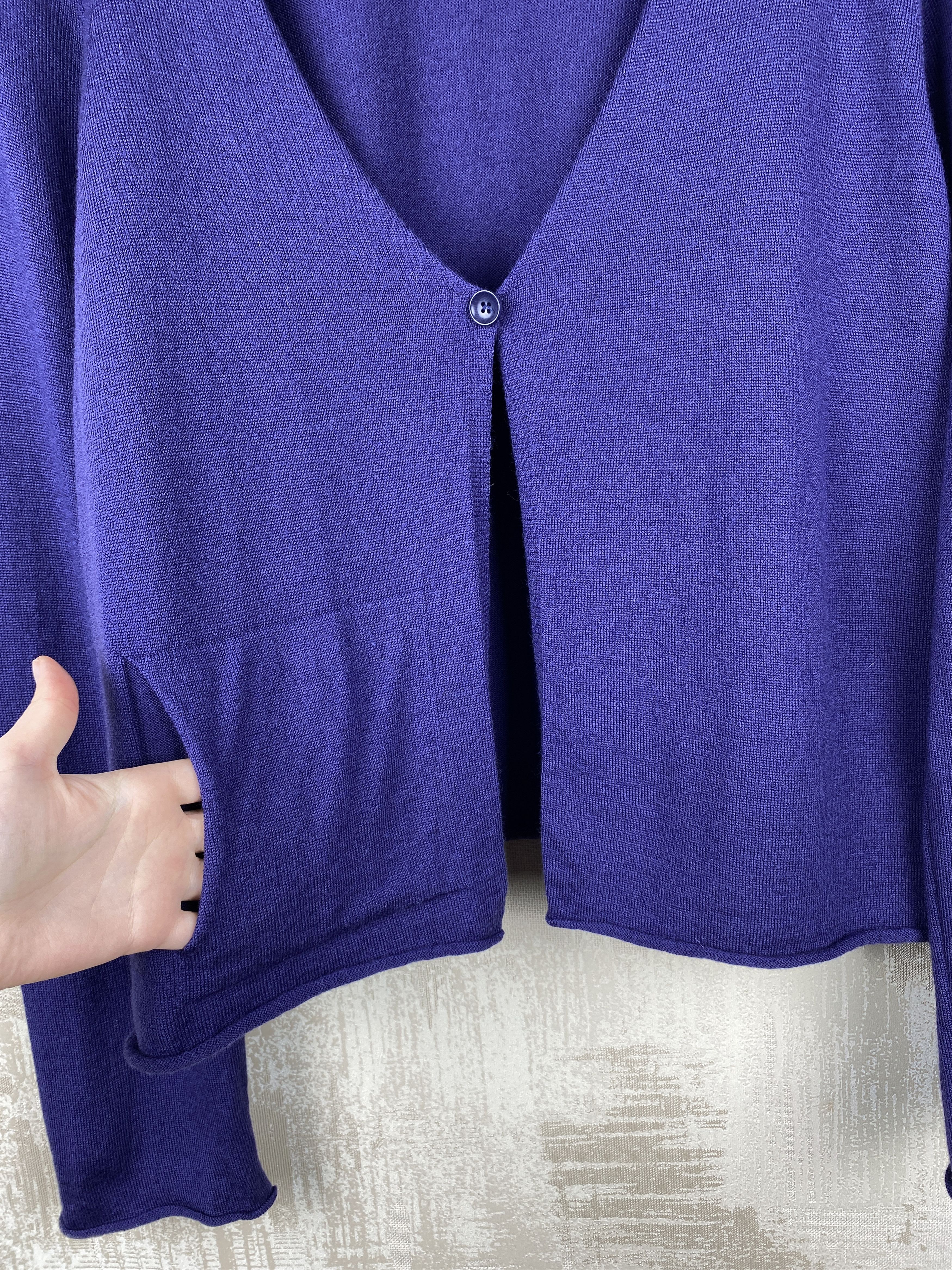 Designer Oska Virgin Wool Purple Single Button Cardigan Size L / US 10 / IT 46 - 5 Thumbnail
