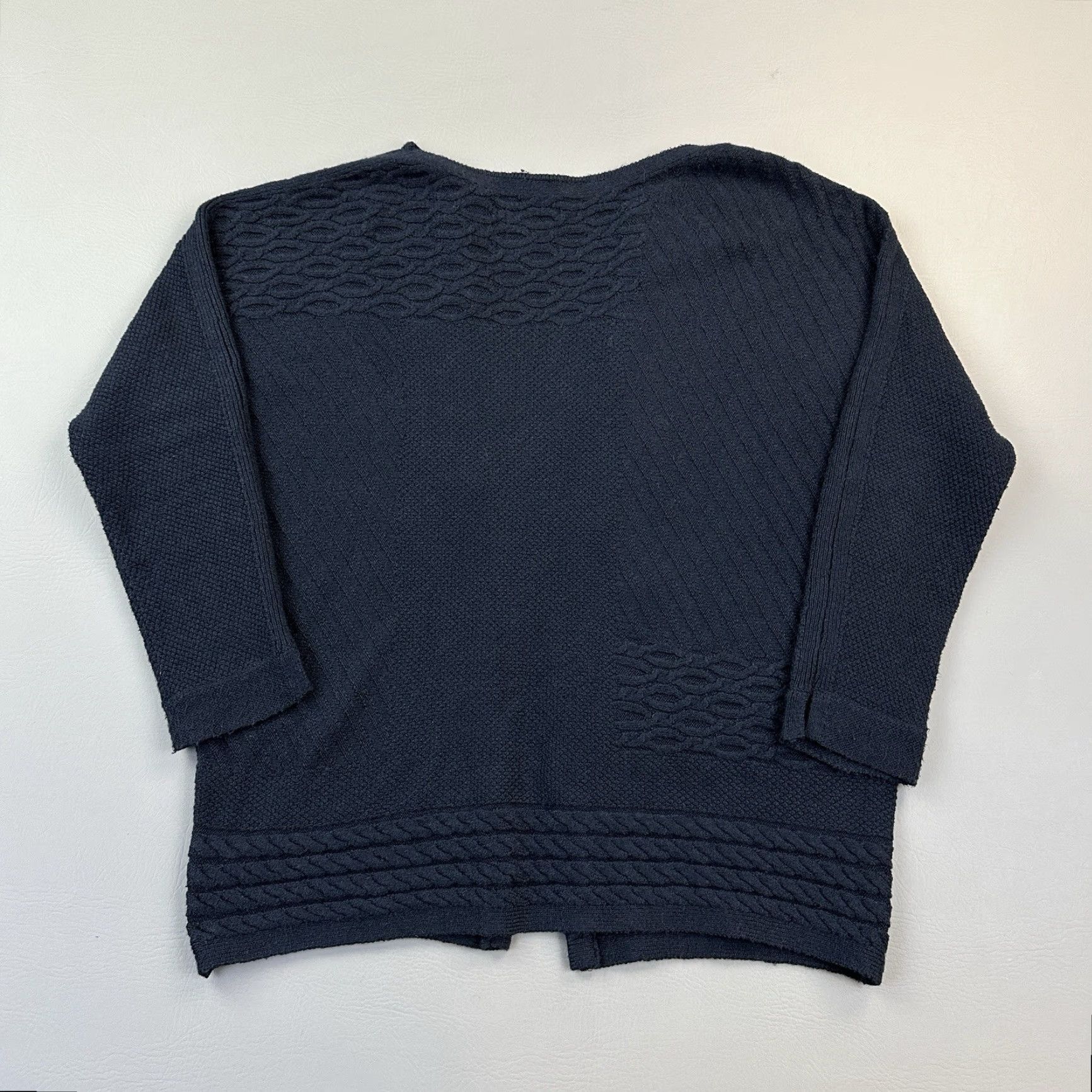 J. Jill J Jill Women's Medium Navy Cardigan Sweater Open Front Textured Knit Size M / US 6-8 / IT 42-44 - 7 Thumbnail