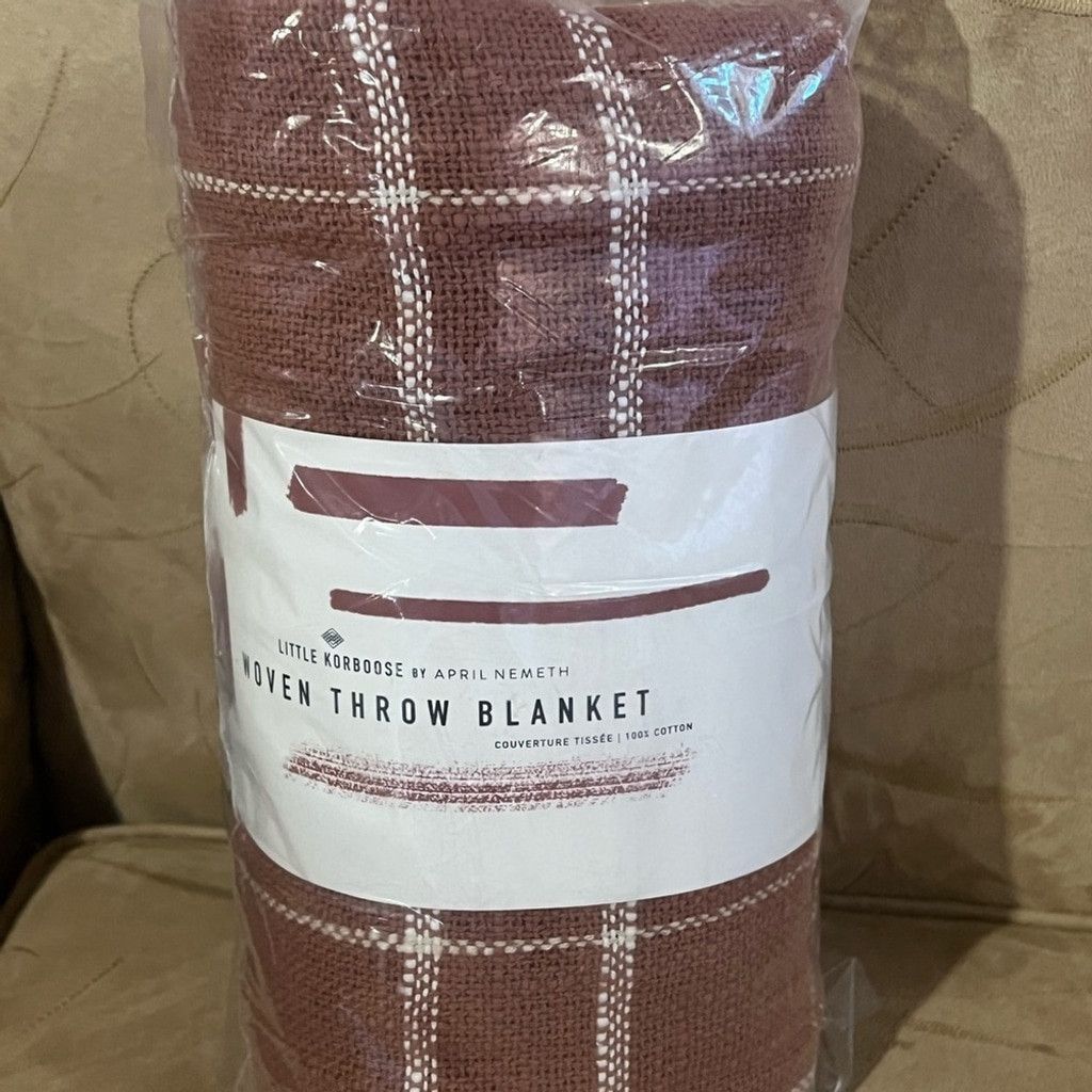 Other LITTLE KORBOOSE Woven Throw Blanket - Rust Size ONE SIZE - 6 Thumbnail