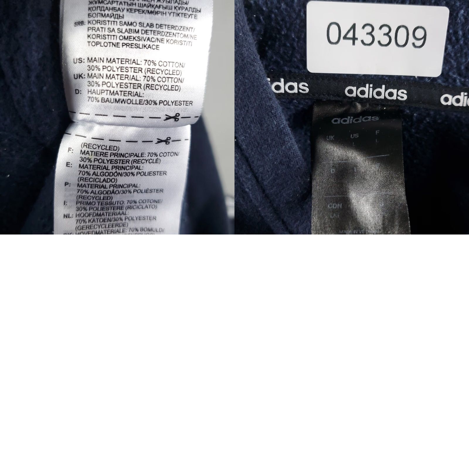 Adidas Adidas Hoodie Mens Large Blue Pullover Sweatshirt Mock Neck Hooded Size US L / EU 52-54 / 3 - 8 Thumbnail