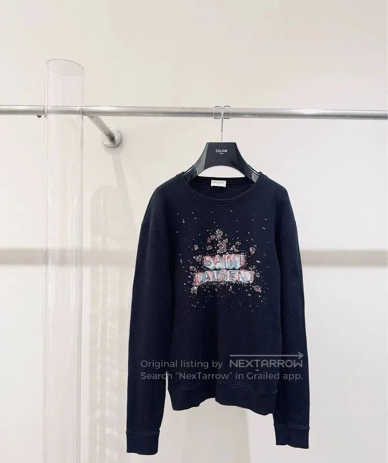 Yves Saint Laurent YSL Black Gray Sequin Embellished Sweatshirt Size US XS / EU 42 / 0 - 1 Thumbnail