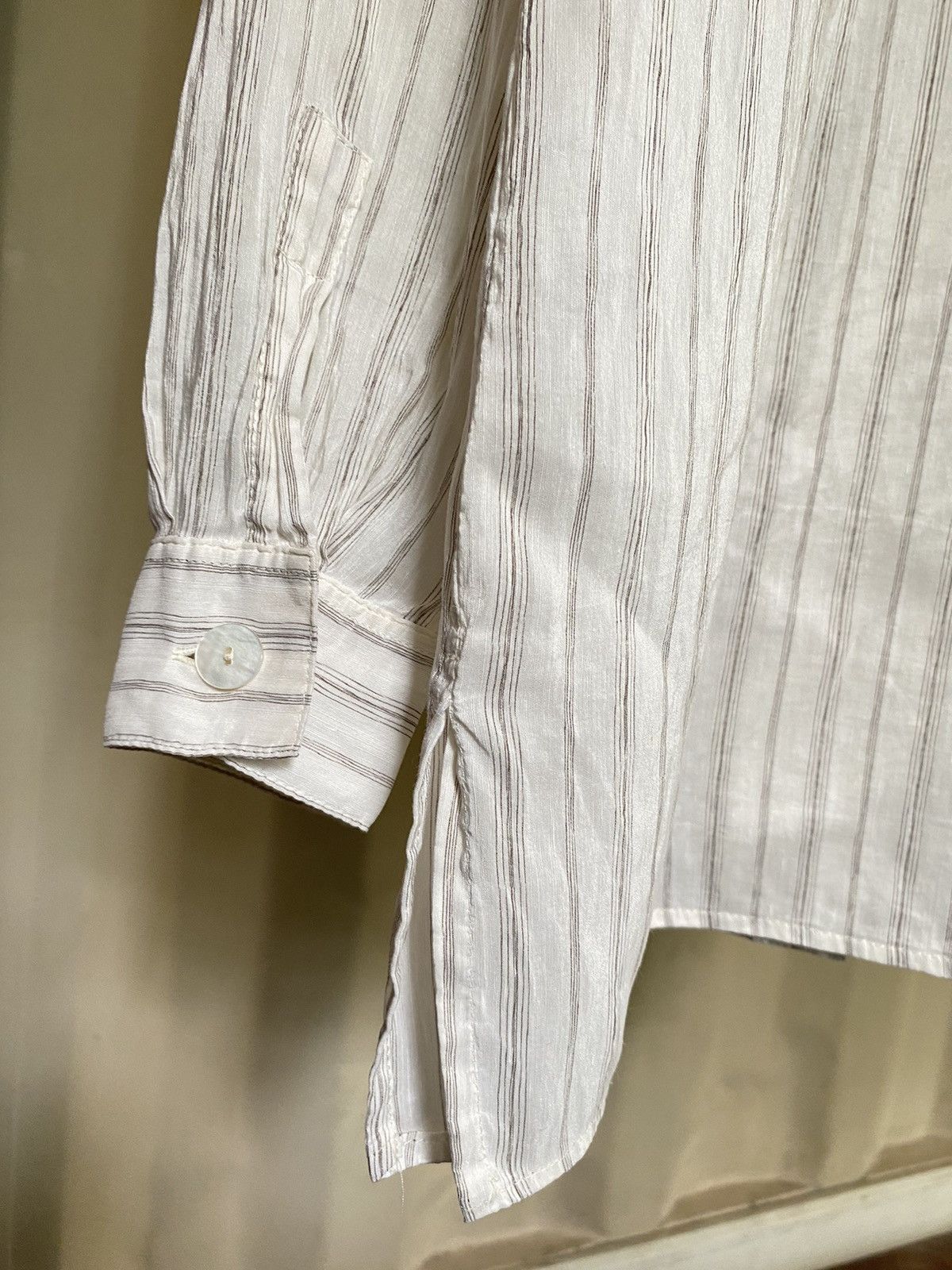 Max Mara MM by MaxMara White and Grey Striped Long-Sleeve Shirt Size ONE SIZE - 13 Thumbnail