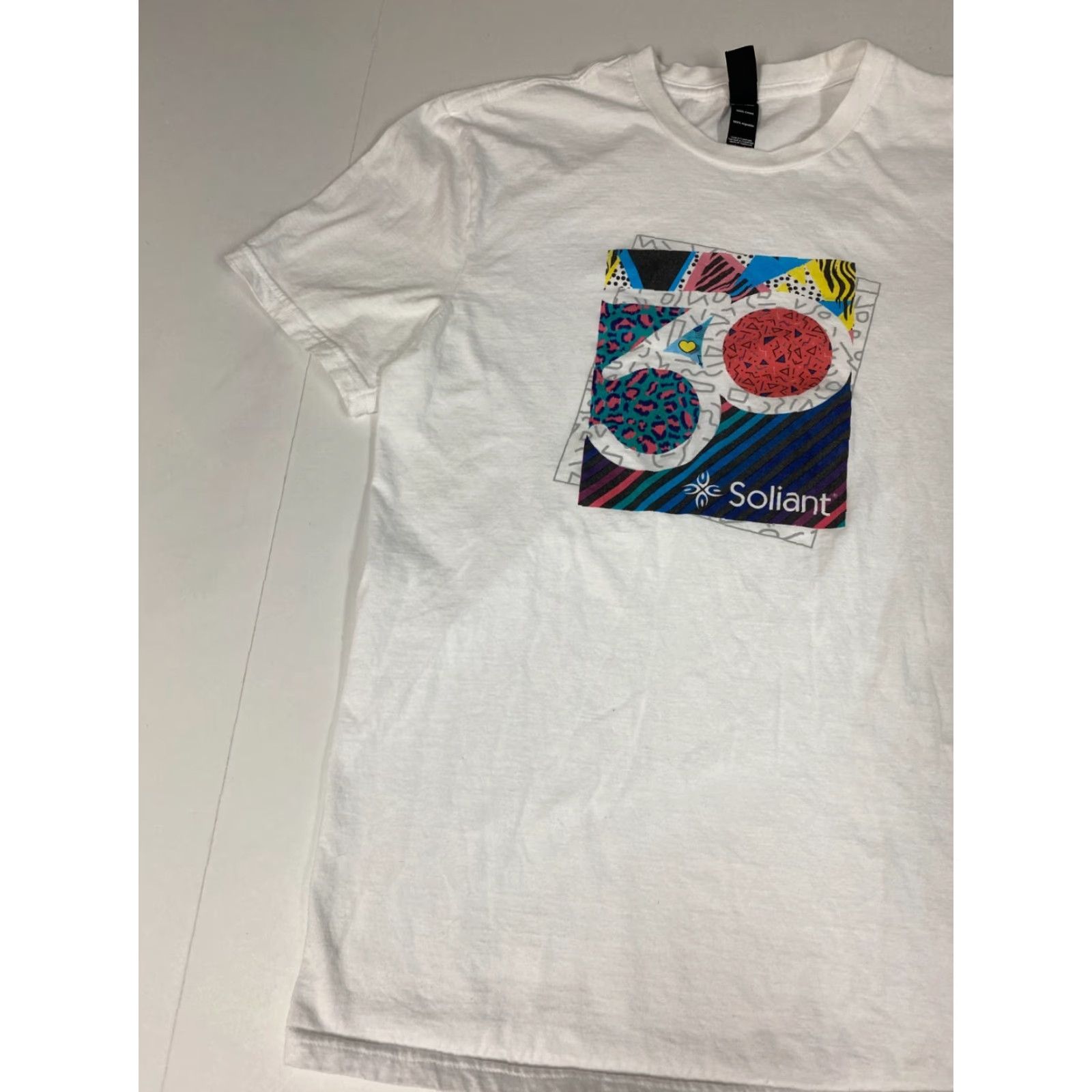 Vintage District Mens T-Shirt M White Soliant Logo Breathable Regular Crew Neck Short Sleeve Cotton Solid Vintage No Size US M / EU 48-50 / 2 - 3 Thumbnail