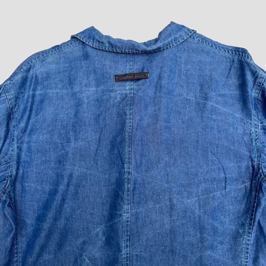 Jean Paul Gaultier × Vintage Jean-Paul Gaultier 1990 Vintage Jean’s Paris Mandarin Jacket Size L / US 10 / IT 46 - 4 Thumbnail