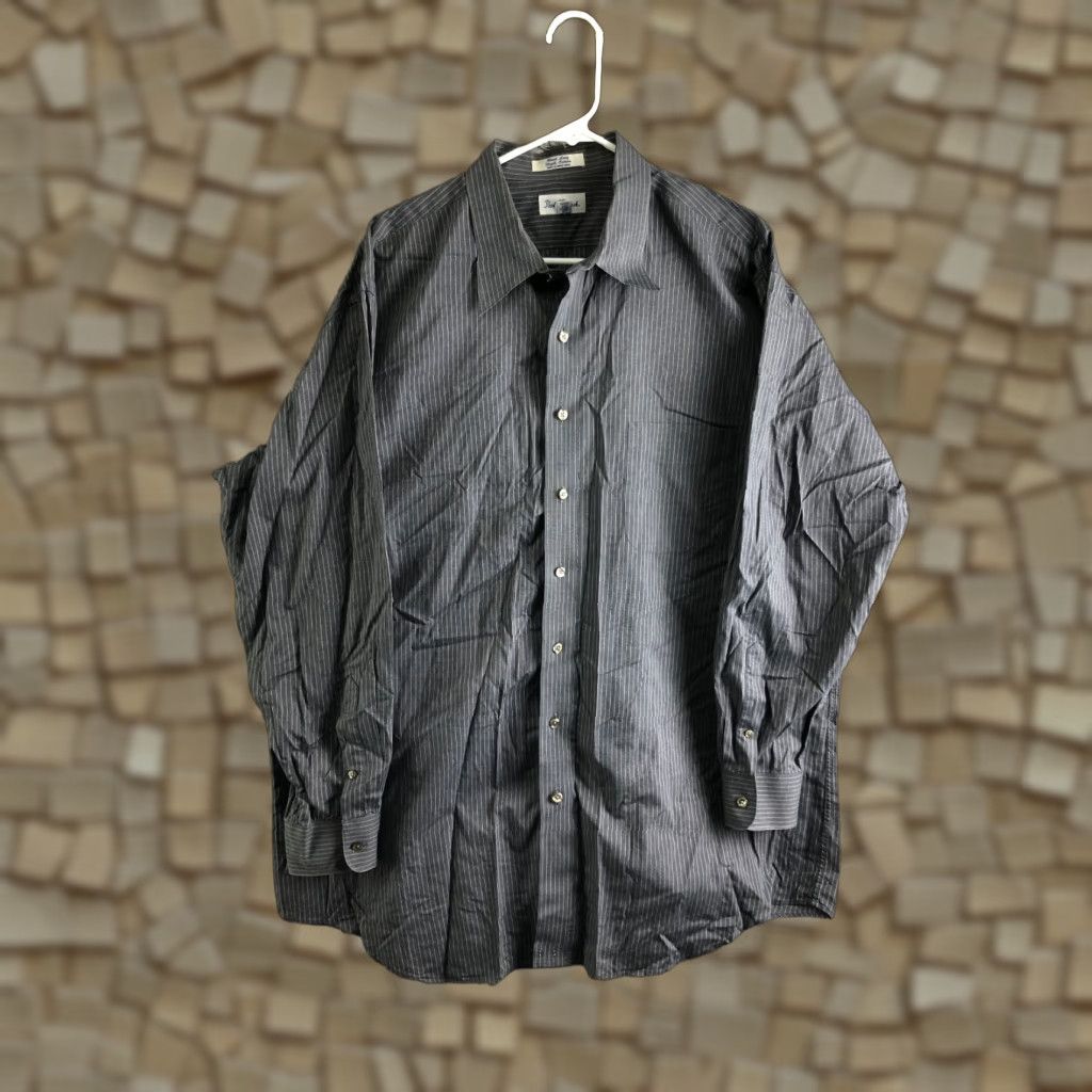 Vintage Paul Fredrick Shirt Size 18 34 Mens Gray Striped Long Sleeve Spread Collar Shirt Size US XXL / EU 58 / 5 - 1 Thumbnail