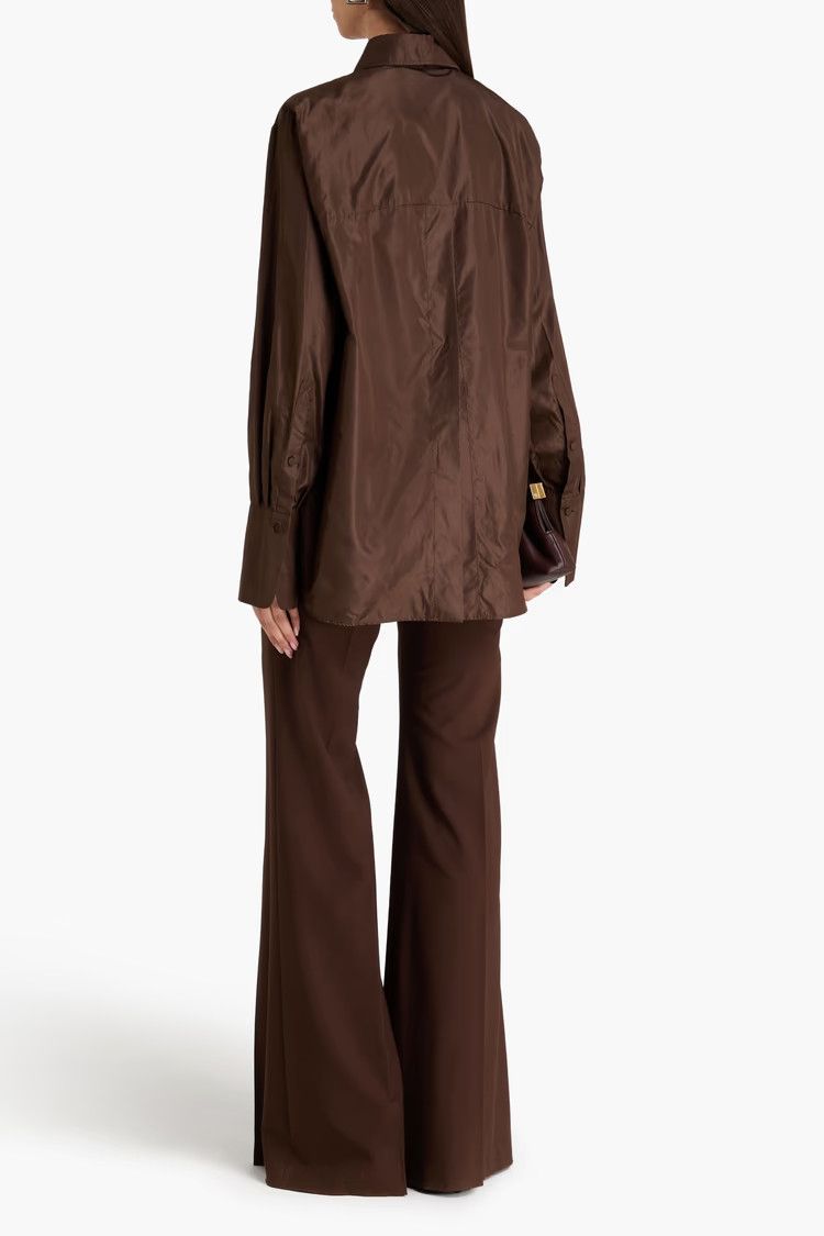 Valentino o1y0326 Silk Shirt in Chocolate Brown Size L / US 10 / IT 46 - 3 Thumbnail