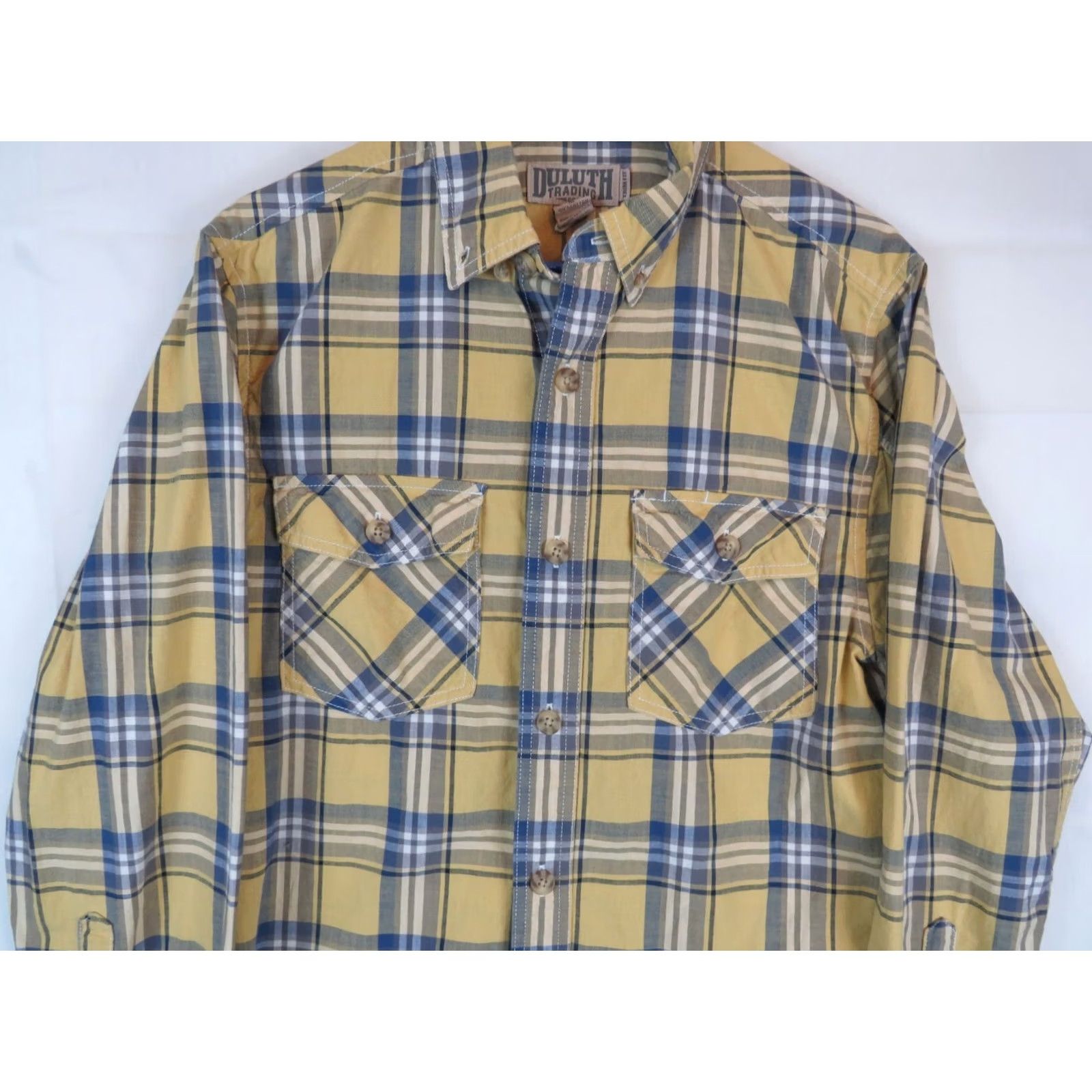 Duluth Trading Company Duluth Trading Co Mens Button-Up Shirt Slim Fit Plaid Flannel Blue Yellow Size M Size US M / EU 48-50 / 2 - 3 Thumbnail