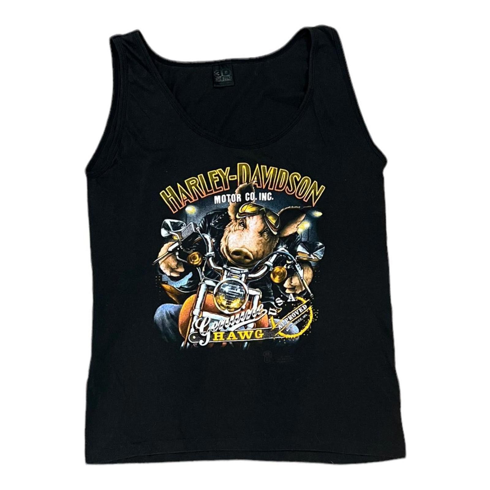 Harley Davidson Vintage 80s Harley Davidson 3D Emblem Hog Tank Top T-shirt Size US L / EU 52-54 / 3 - 1 Thumbnail