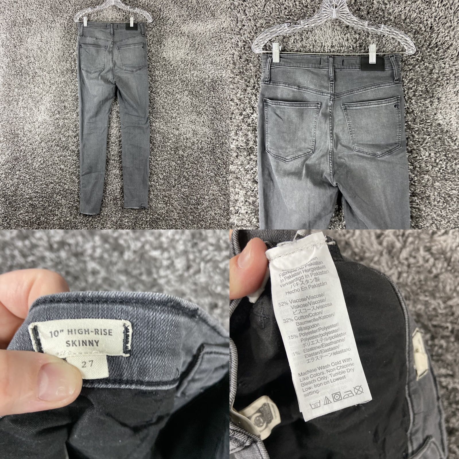 Madewell Madewell Jeans Women 27 Size 27 Gray Skinny Distressed 10” High Rise Skinny Jeans Size 27" / US 4 / IT 40 - 8 Thumbnail