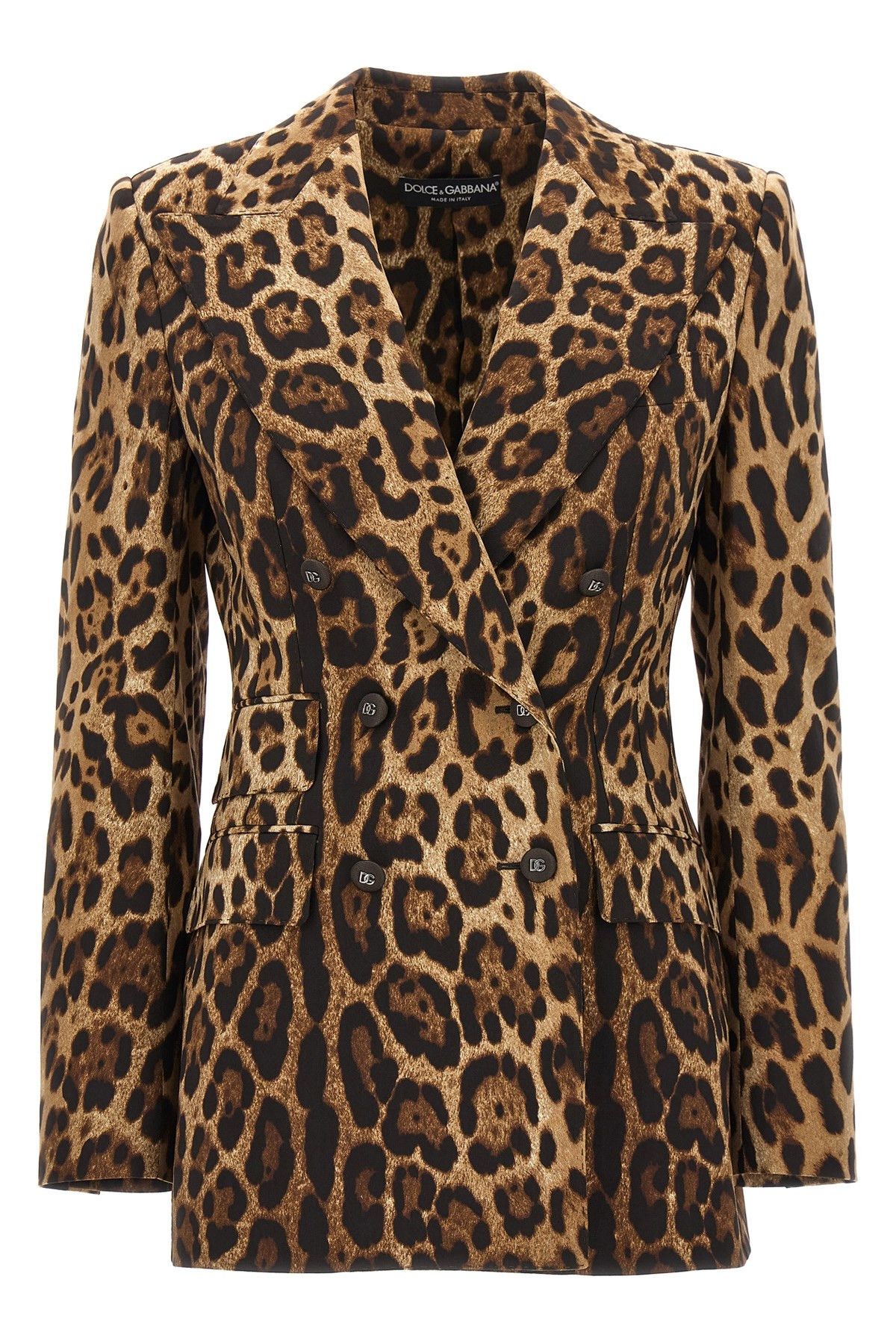 image of Dolce Gabbana Animal Print Double-Breasted Blazer, Women's (Size Small)