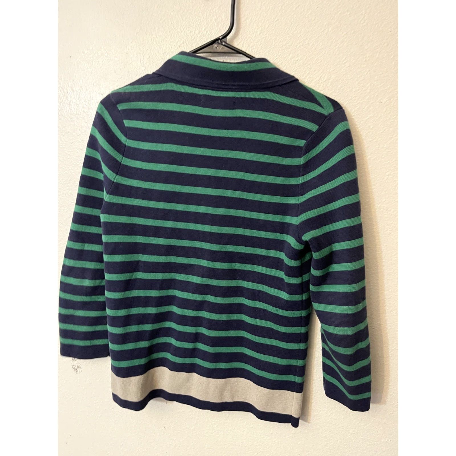 Banana Republic VINTAGE Banana Republic Cardigan Sweater Women Size Small Striped Blue/Green Size S / US 4 / IT 40 - 3 Thumbnail