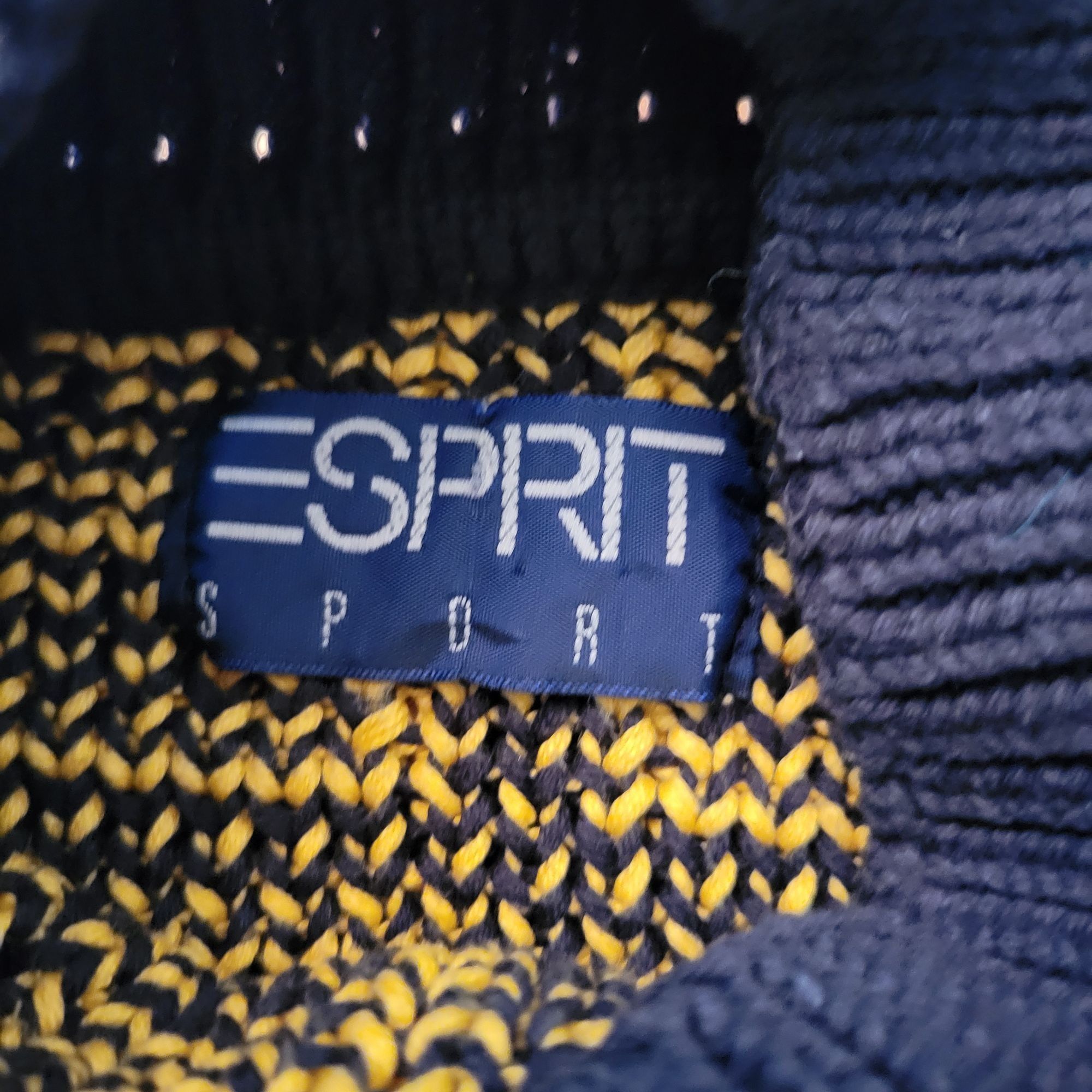 Esprit Vintage Esprit Sport Yellow Navy Blue Geometric Knit Cotton Size US M / EU 48-50 / 2 - 2 Thumbnail
