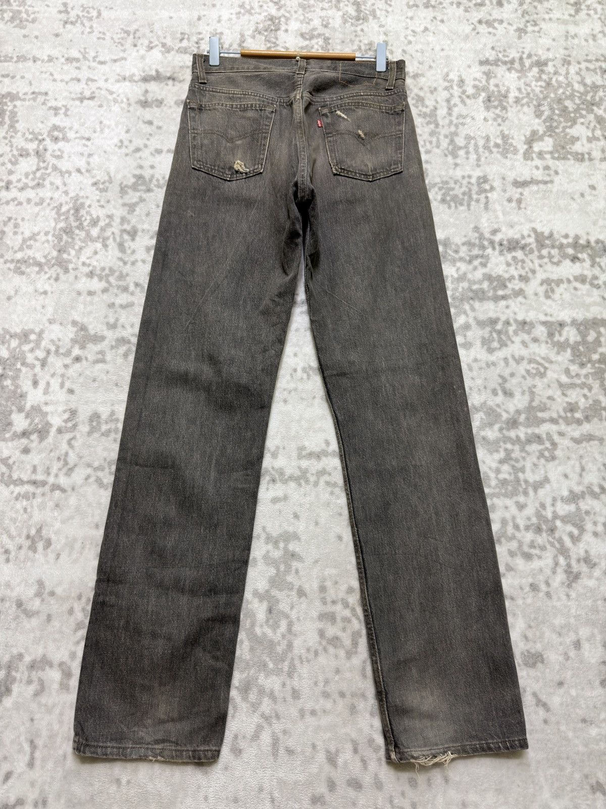 Levi's Vintage Levi's 501 Red Tab Grey Fly Button Distressed Jeans Size US 29 - 2 Thumbnail
