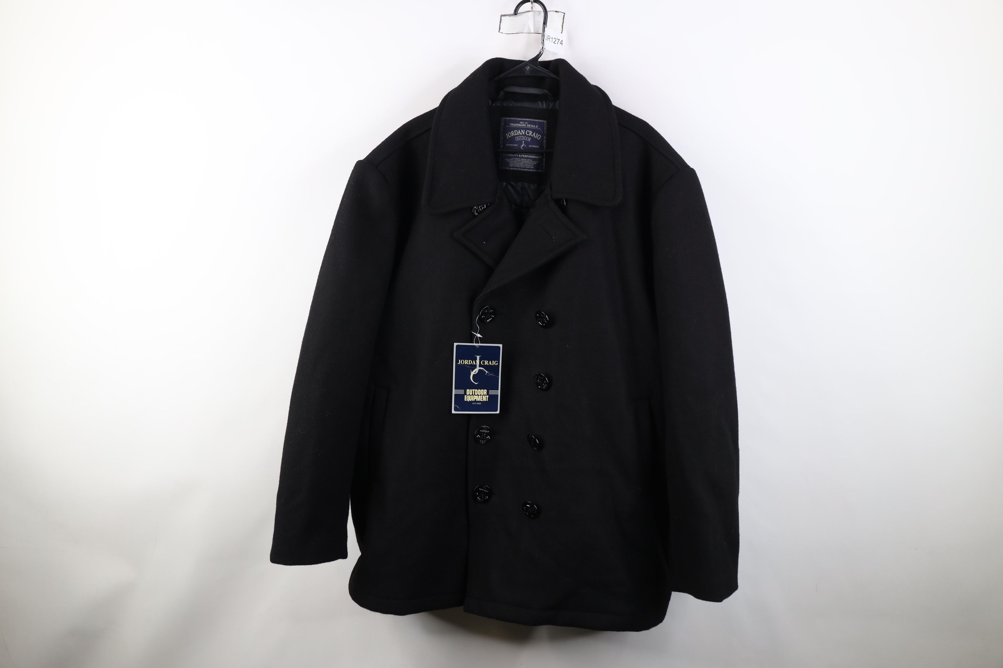 Vintage Deadstock Vintage 90s Y2K Wool Naval Peacoat Jacket Black Size US L / EU 52-54 / 3 - 1 Thumbnail