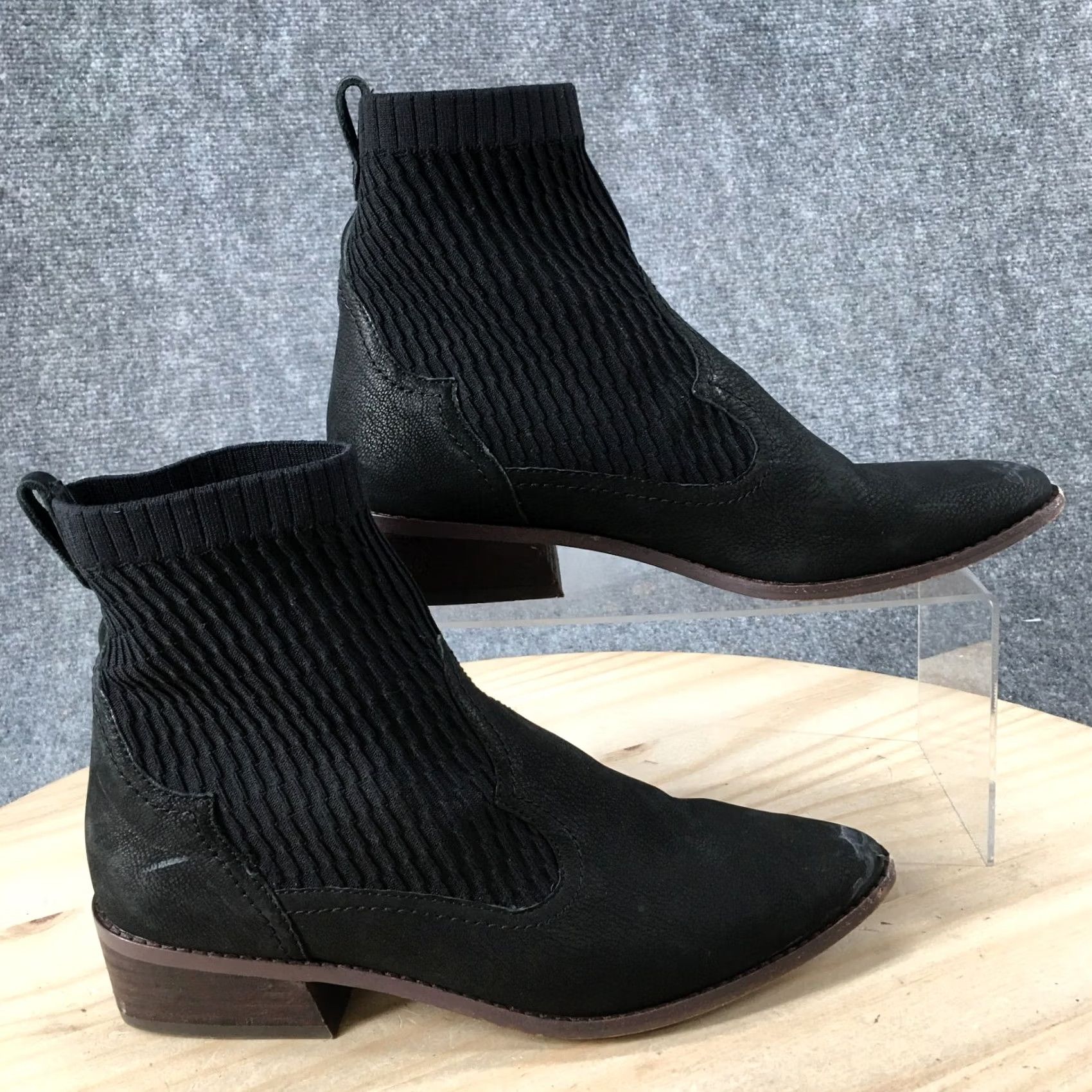 Vintage Cecelia New York Boots Womens 8 Tomas Sock Knit Pointed Toe Ankle Booties Black Size US 8 / IT 38 - 2 Thumbnail