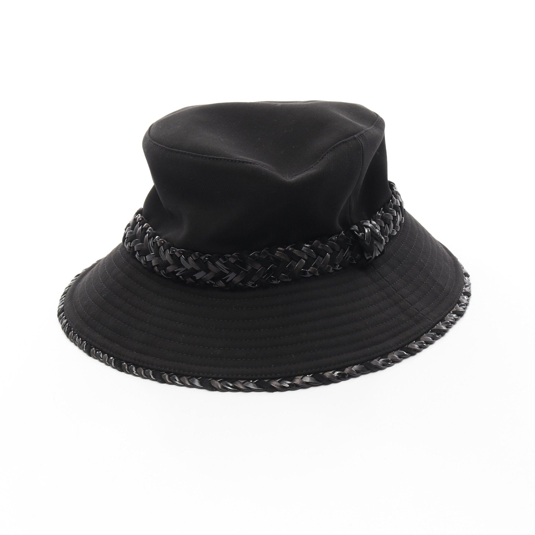 Hermes Hermes Hat Cotton Leather Black Size ONE SIZE - 1 Thumbnail