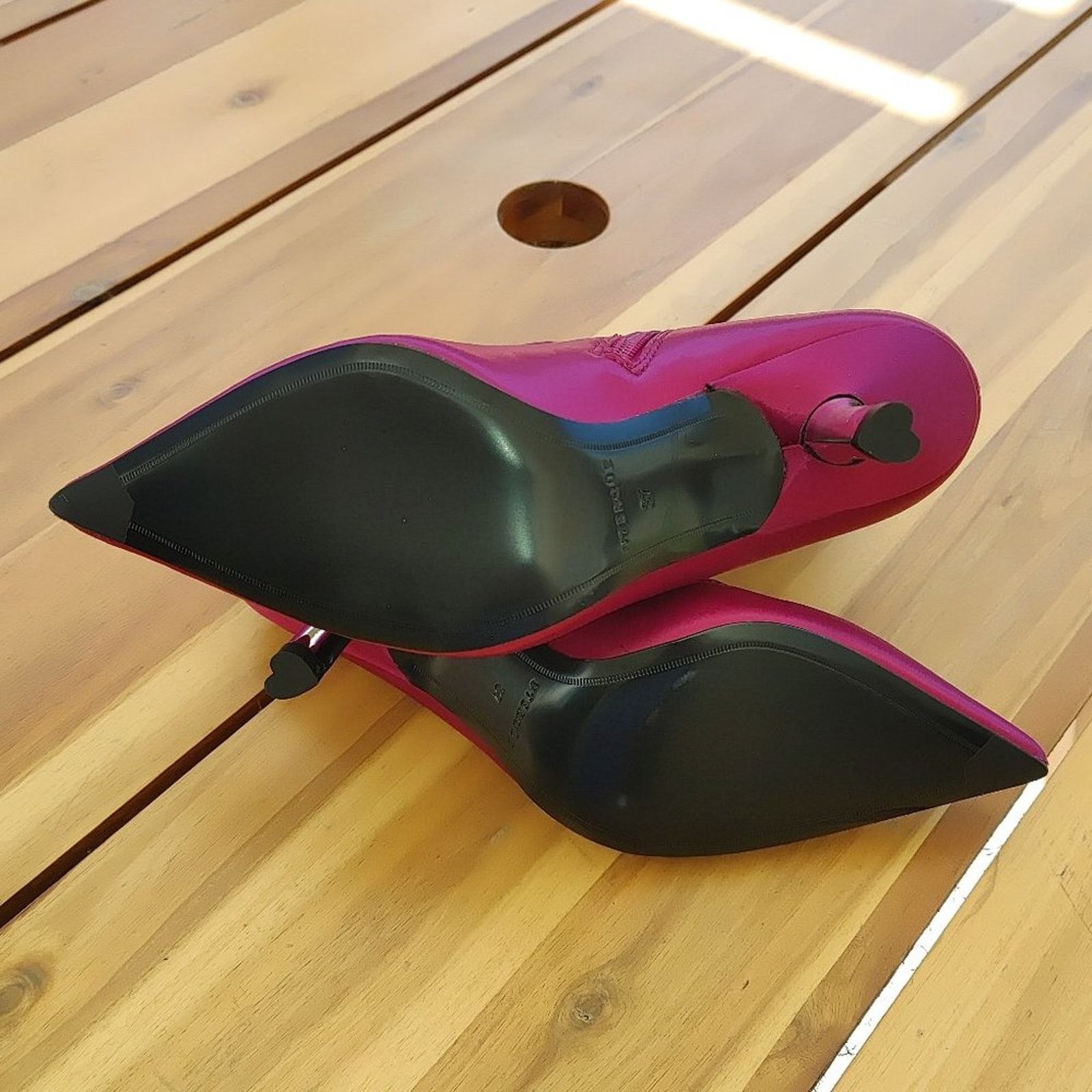 Zara New Zara Uterque Fuchsia Ankle Heart Heel Satin Boots 37 Size US 6.5 / IT 36.5 - 7 Thumbnail