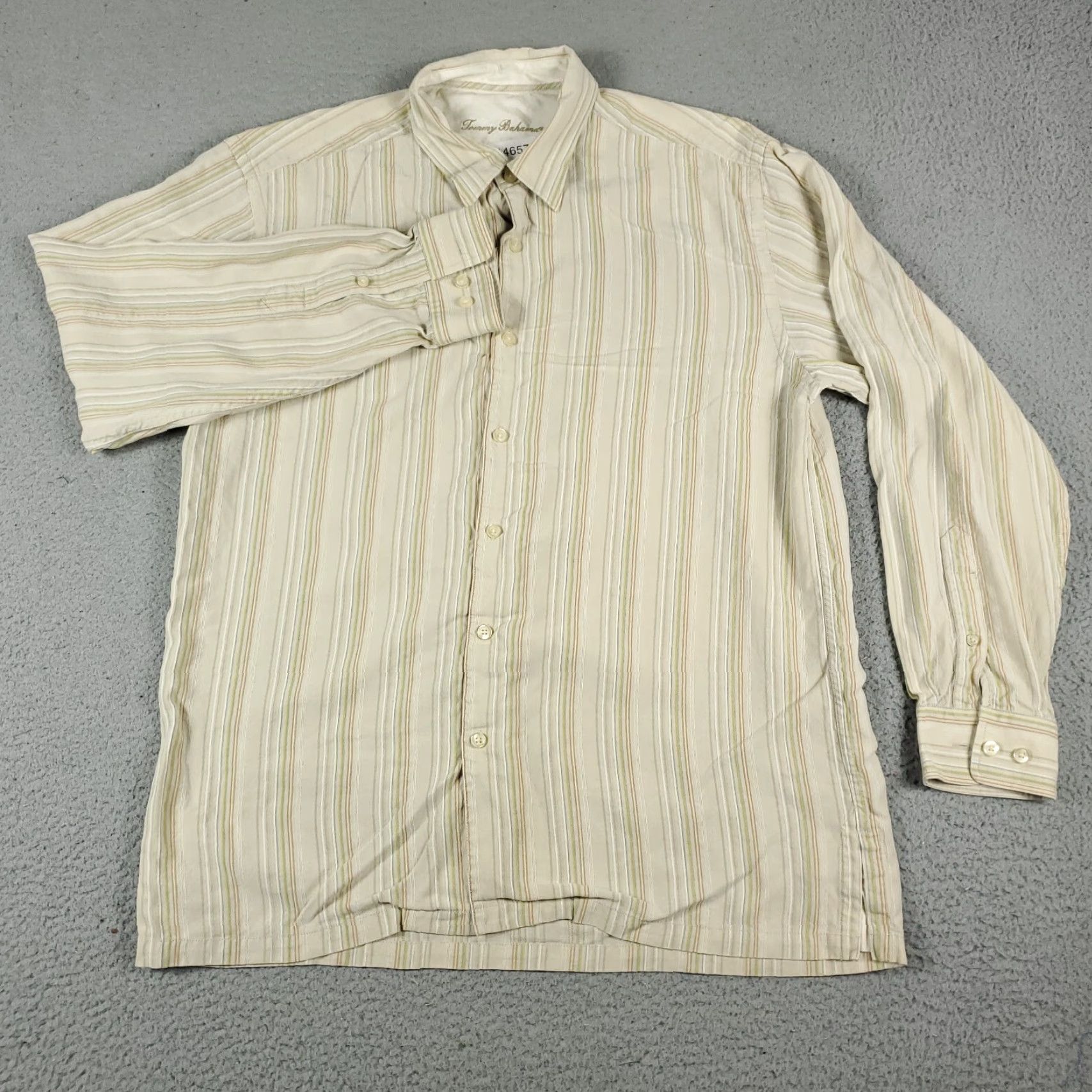 Tommy Bahama Tommy Bahama Button-Up Shirt Mens L Beige Striped Long Sleeve Casual Formal Business Classic Modern Preppy Size Large Size US L / EU 52-54 / 3 - 2 Thumbnail