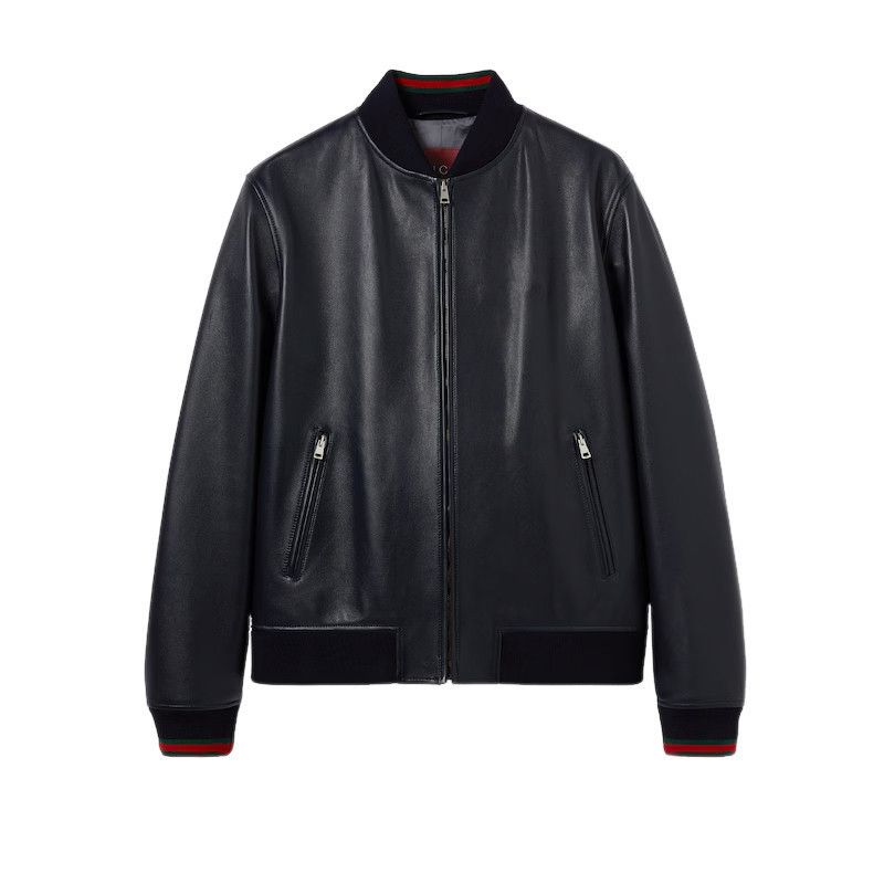 Gucci GUCCI Navy Nappa Leather Zip Jacket New & Authentic (Men's s Size US M / EU 48-50 / 2 - 1 Preview