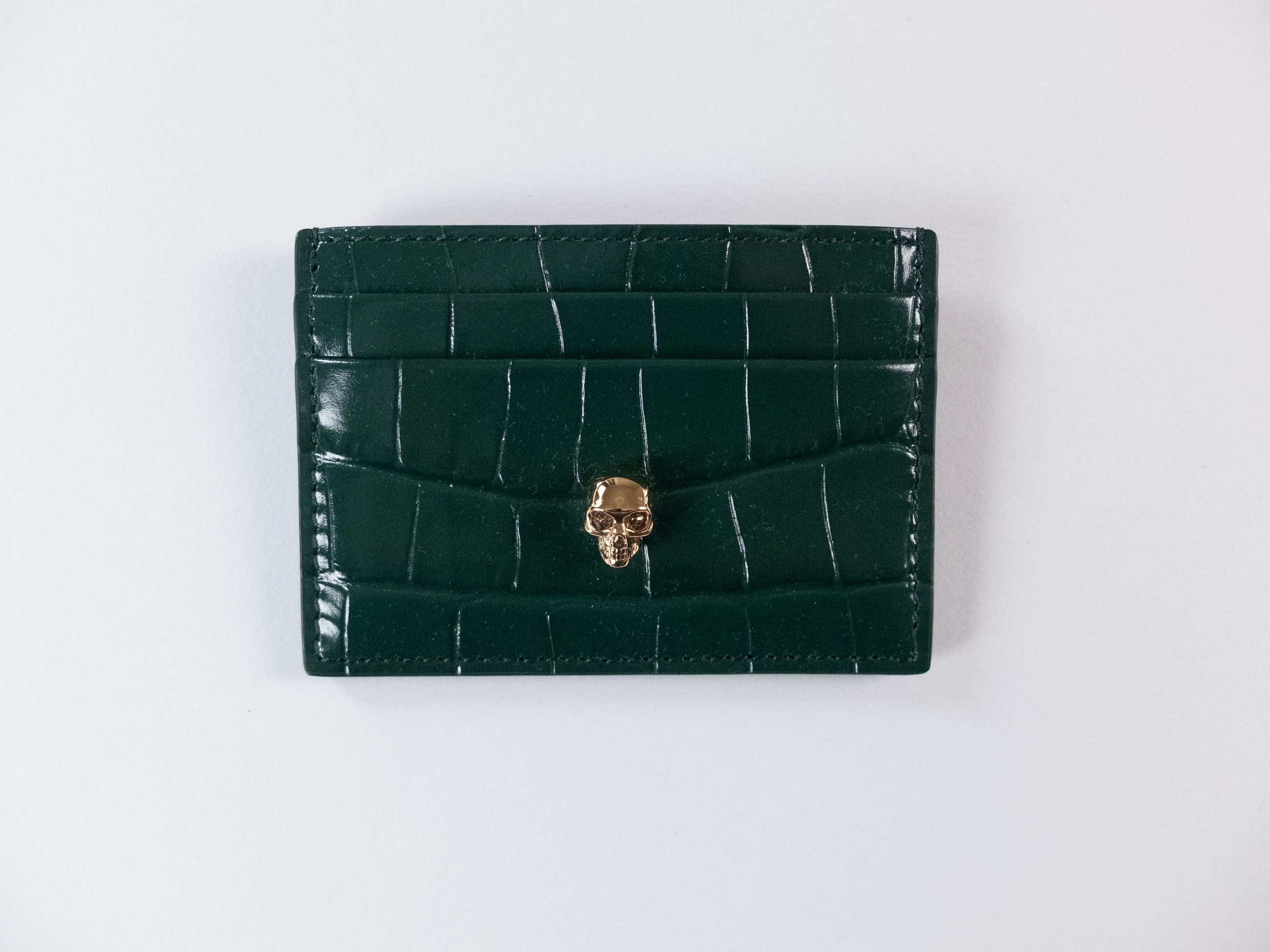 Alexander McQueen ALEXANDER MCQUEEN Skull green croc effect card holder q Size ONE SIZE - 1 Thumbnail