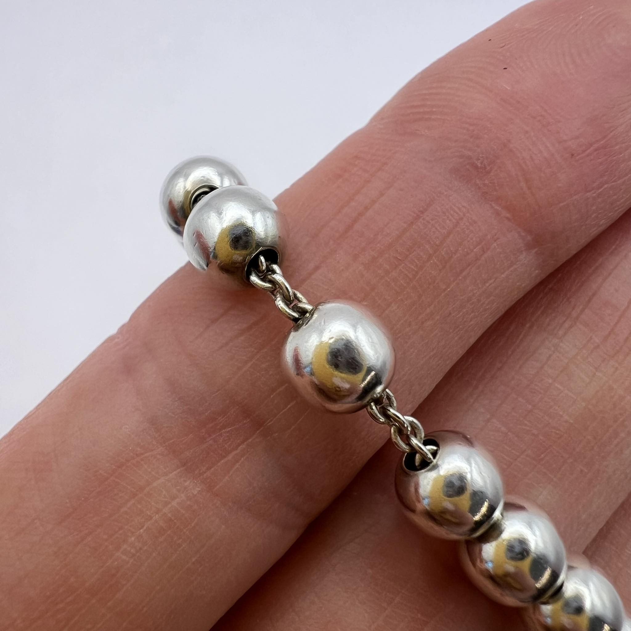 Vintage Fine Vintage Sterling Silver Beads Jewelry Bracelet 13.5 gr Size ONE SIZE - 8 Thumbnail
