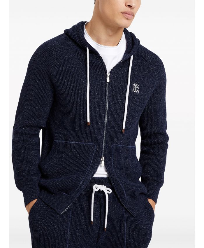 Brunello Cucinelli o1la1rc1a0425 Cardigan Sweatshirt in Navy Blue Size US L / EU 52-54 / 3 - 2 Thumbnail