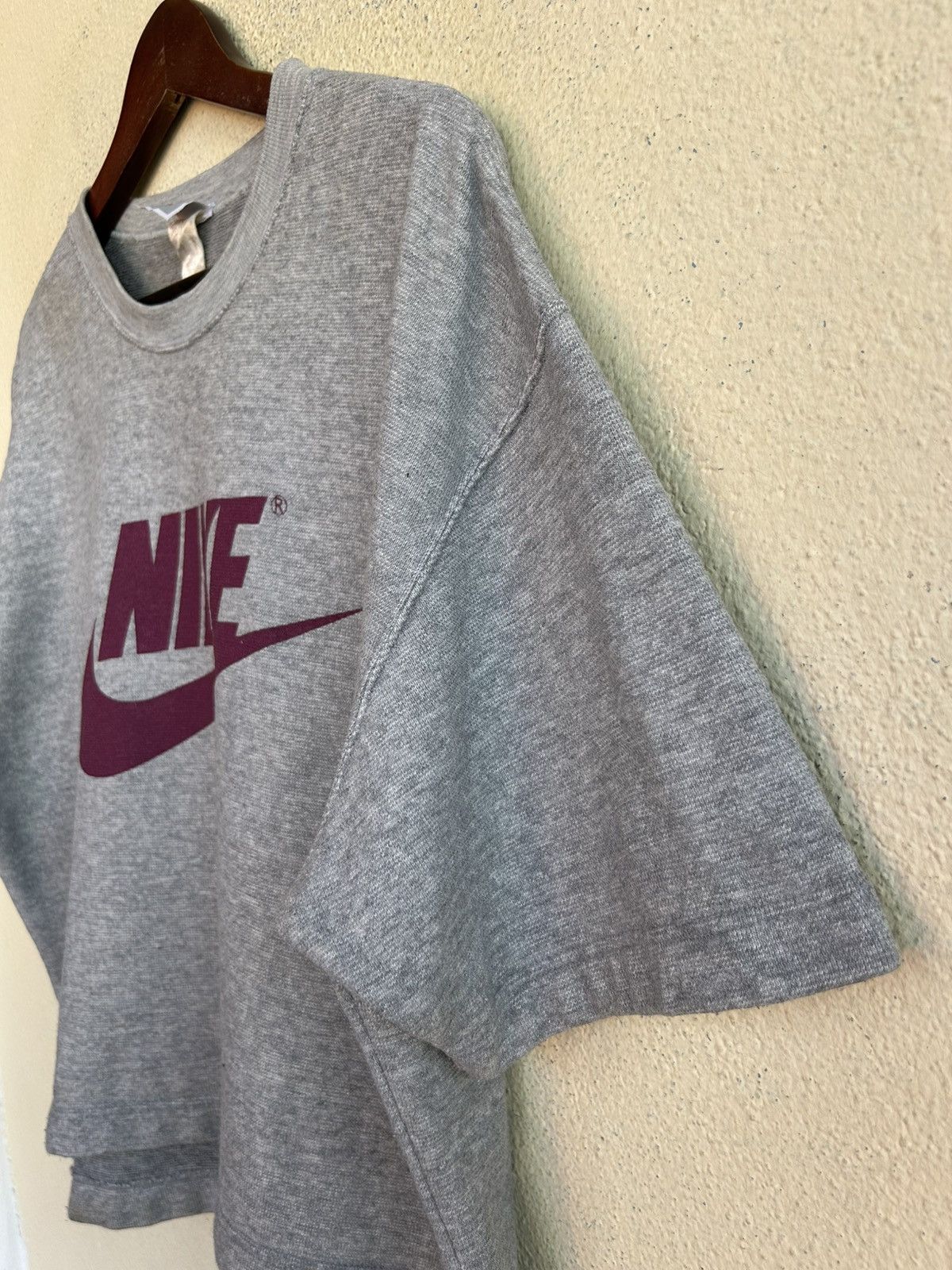 Nike × Vintage Nike Grey Tag Big Logo Cropped Short Sleeve Sweatshirt Size US L / EU 52-54 / 3 - 4 Thumbnail