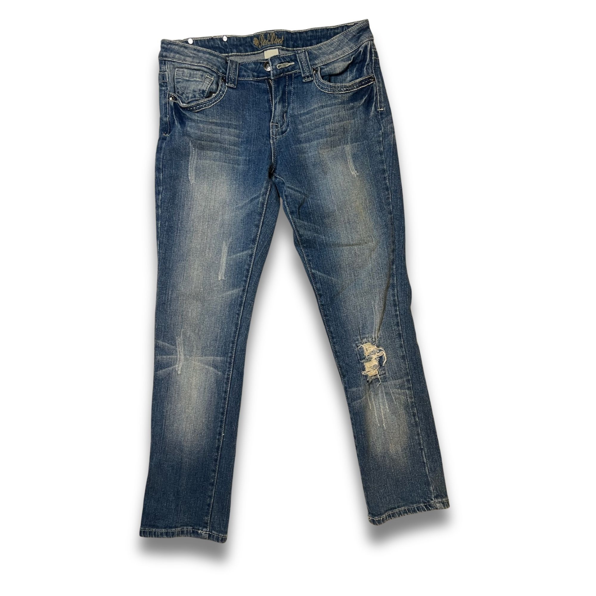 Other Z. Co. Womens Bootcut Jeans Size 3 Blue Distressed Denim wit Size 28" / US 6 / IT 42 - 2 Thumbnail