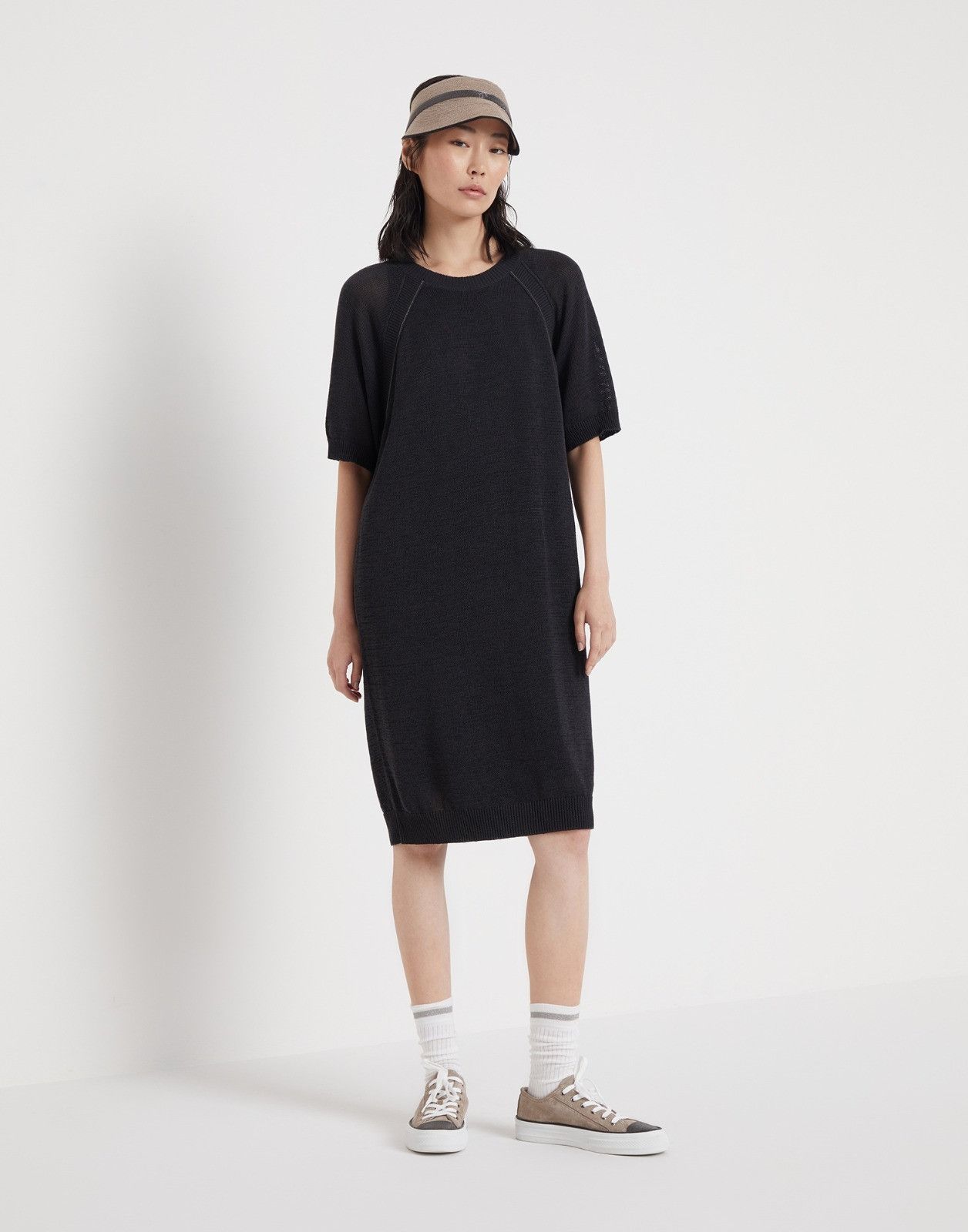 Brunello Cucinelli o1la1rc1a0425 Dress in Black Size L / US 10 / IT 46 - 4 Thumbnail