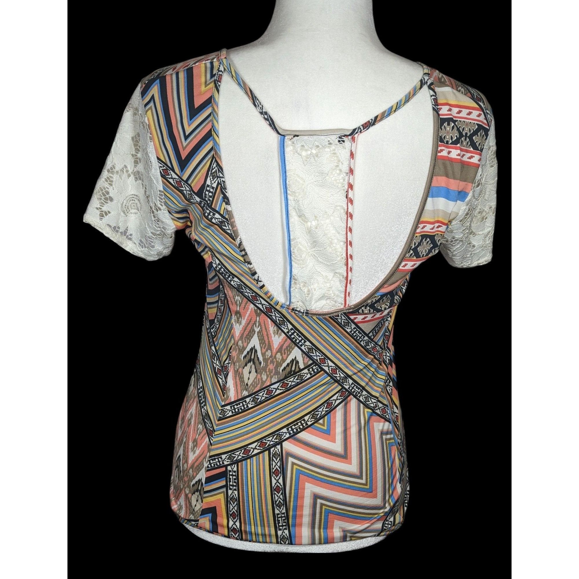 Other Mary Cool Paris Rainbow Geometric Lace Back Top Size M / US 6-8 / IT 42-44 - 2 Thumbnail