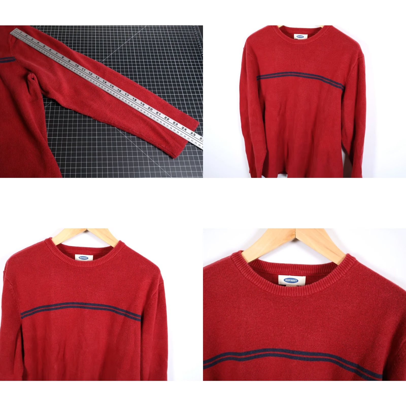 Old Navy VINTAGE Old Navy Sweater 2XL Red Striped Crewneck Knit Men’s Pullover 90s Hipster Punk Retro Varsity Y2K Size US XXL / EU 58 / 5 - 8 Thumbnail