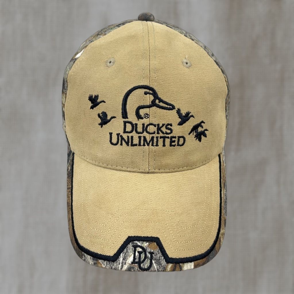 Vintage VINTAGE Ducks Unlimited Hat Cap Strap Back Brown Camo Nature Y2K Mens Adult Size ONE SIZE - 1 Thumbnail