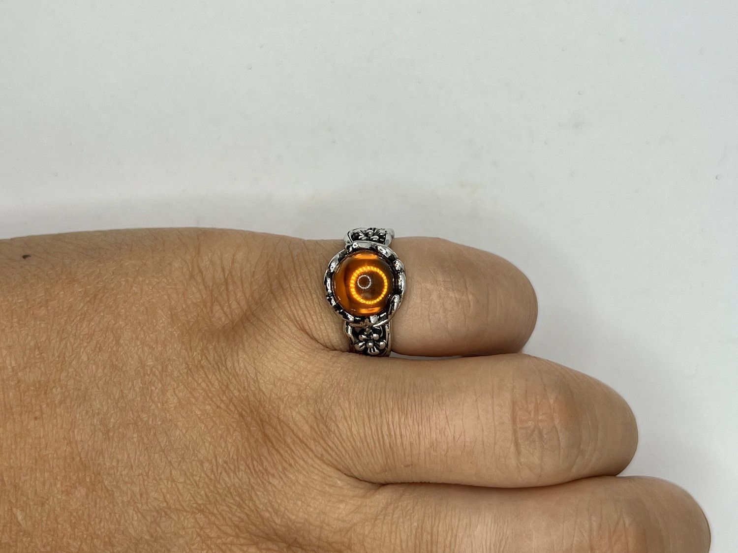 Handmade Amber Crystal Tibetan Silver Ring - size 6.75 Size ONE SIZE - 5 Thumbnail