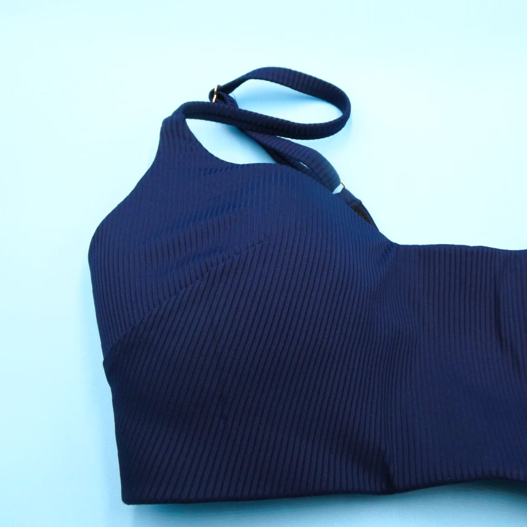 Victoria's Secret Bikini Top Blue M Padded Spaghetti Strap Square Neck Quick Dry Beach Women's Top