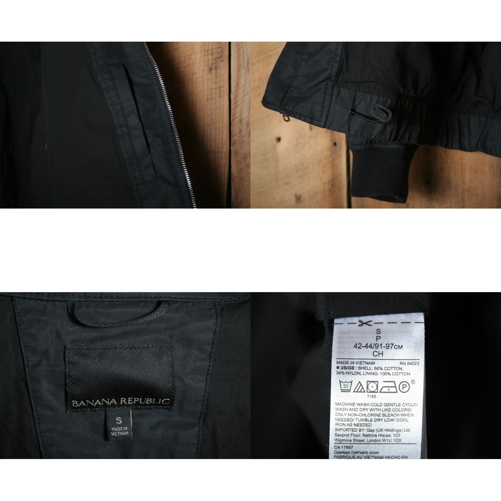 Banana Republic BANANA REPUBLIC Black Bomber Jacket Men's Sz. S Cotton/Nylon Blend Zip Jacket Size US S / EU 44-46 / 1 - 8 Thumbnail