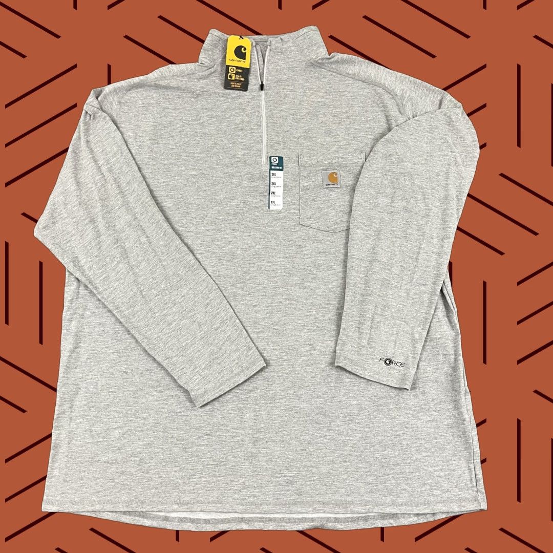 Carhartt Carhartt Force Men 2XL Gray Relaxed Midweight Quarter Zip Mock Neck T-Shirt Long Size US XXL / EU 58 / 5 - 1 Thumbnail