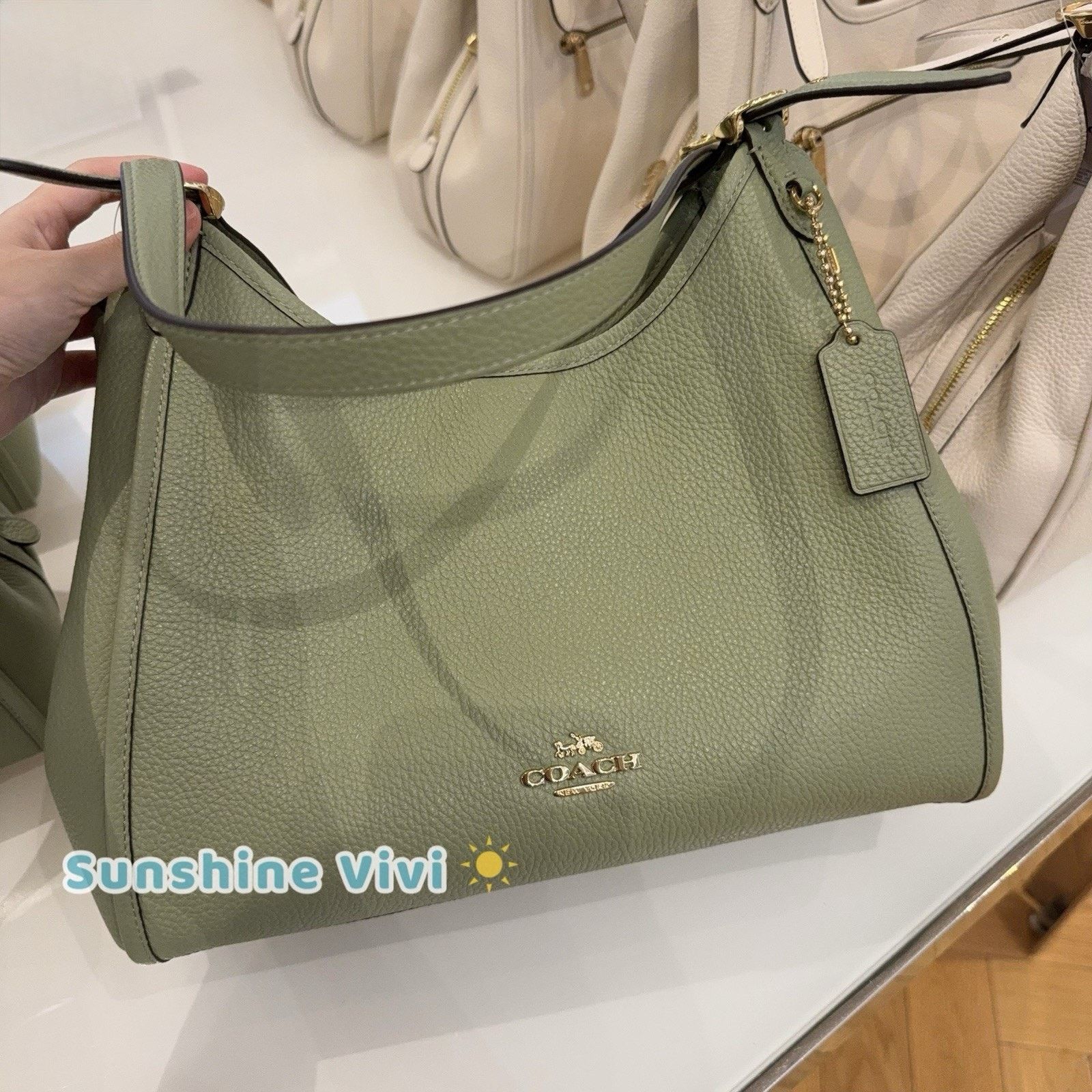 Coach NWT Coach Erin Shoulder Bag Leather CAQ86 Gold/Pistachio Size ONE SIZE - 6 Thumbnail