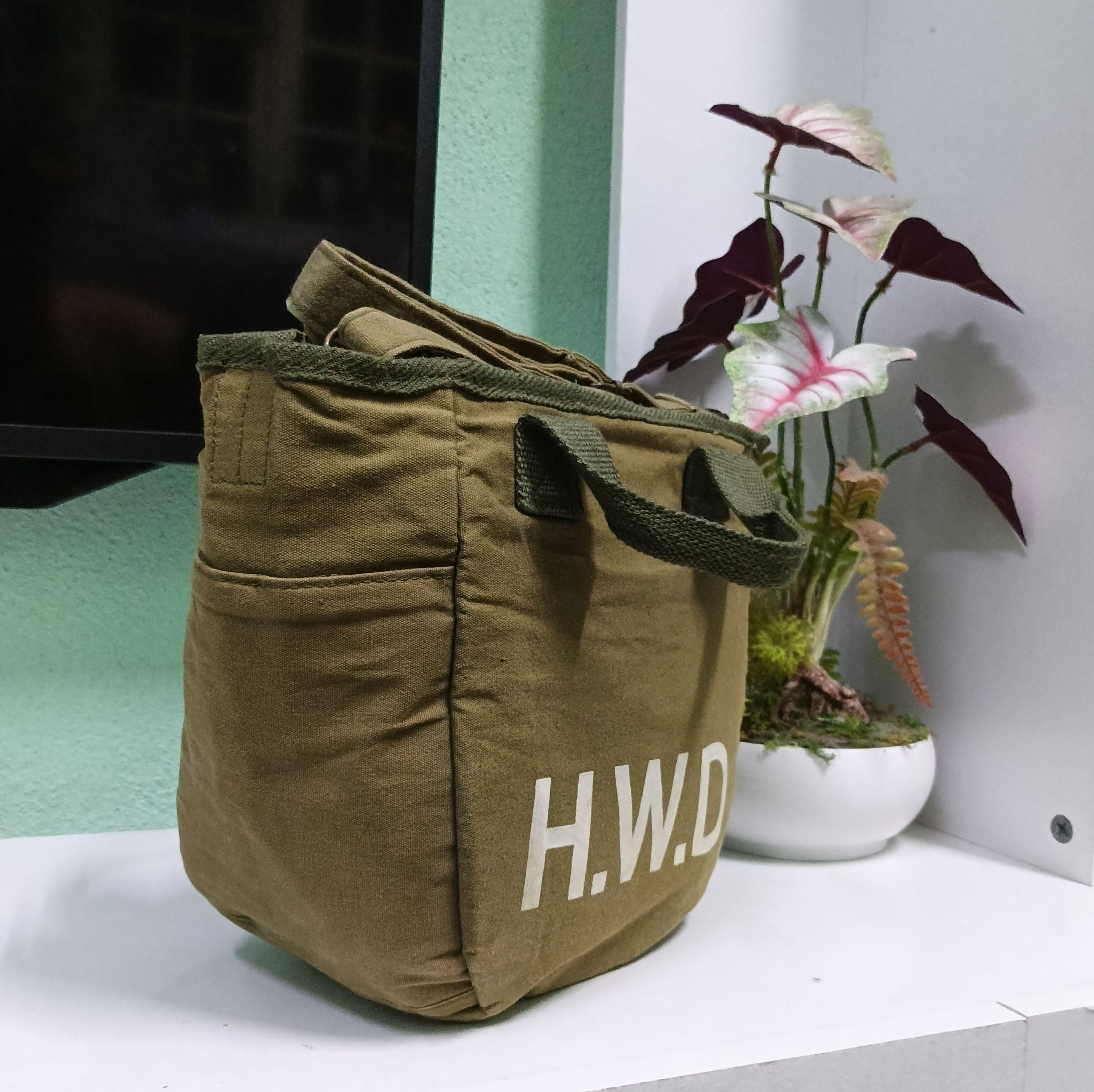 Japanese Brand × Vintage Vintage Canvas Army Green Mini Caba Sling Tote Bags Size ONE SIZE - 3 Thumbnail