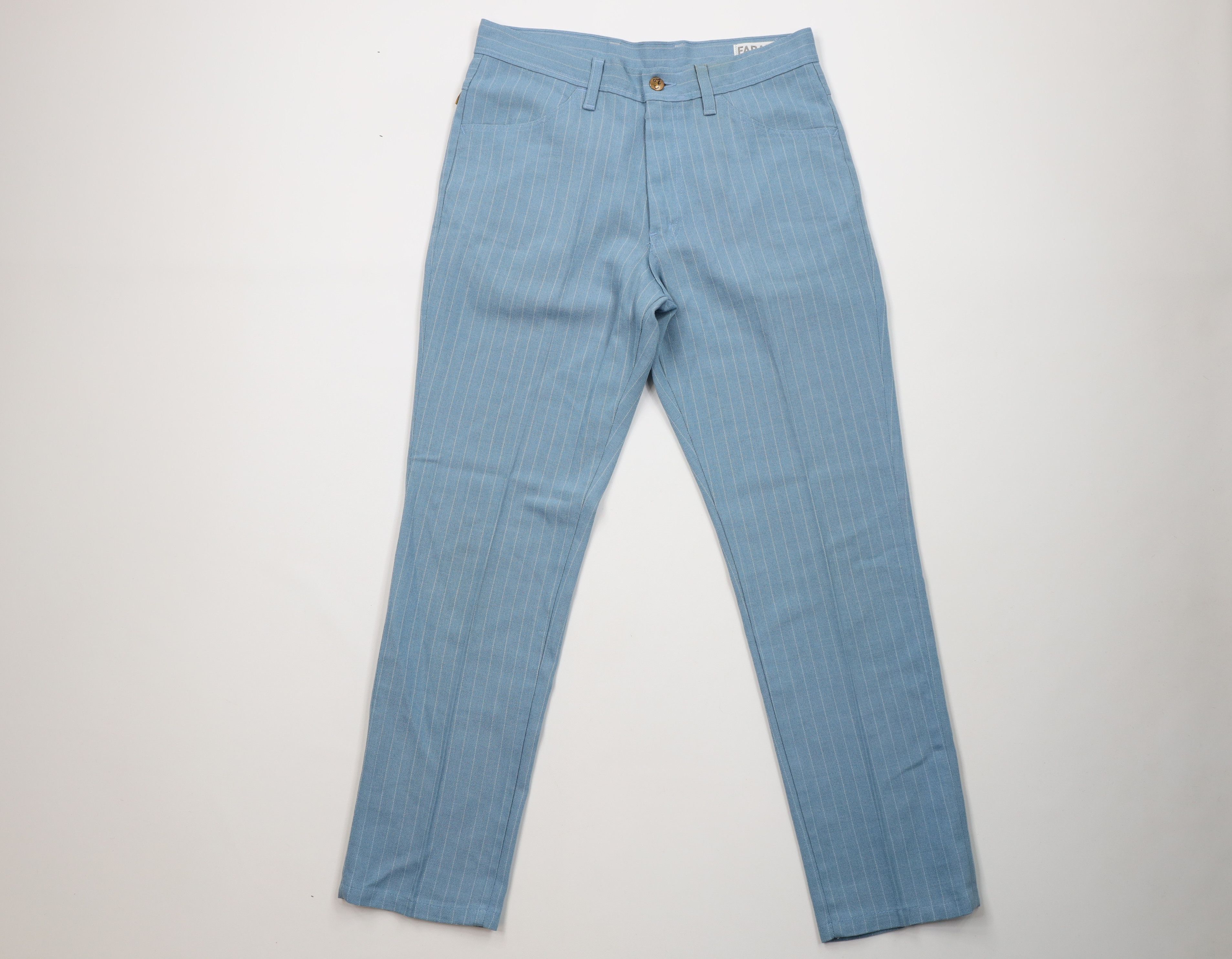 Vintage Vintage 70s Streetwear Pinstriped Chino Pants Blue USA Size US 30 / EU 46 - 1 Thumbnail