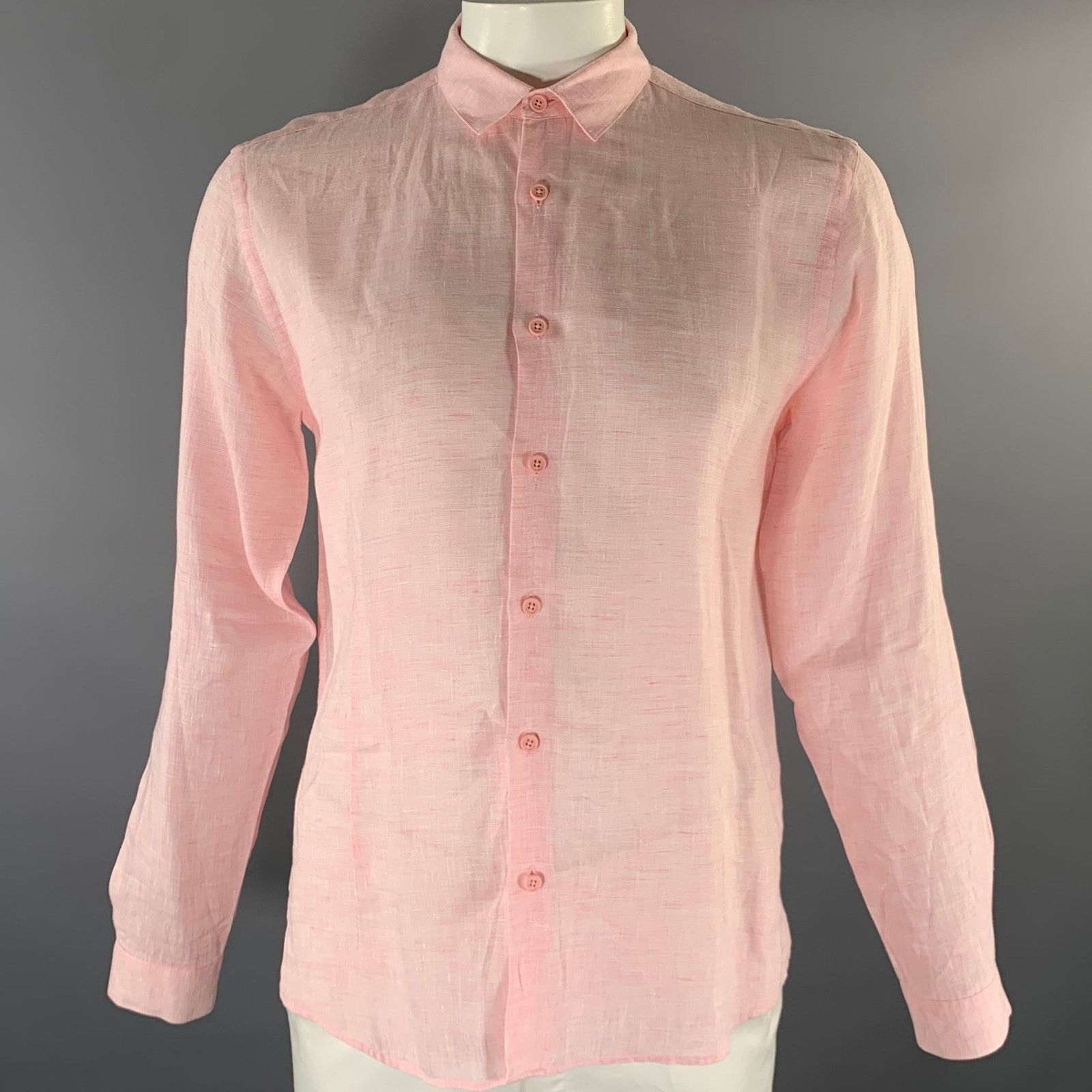 Orlebar Brown Size L Pink Chambray Linen Pointed Collar L/S Shirt Size US L / EU 52-54 / 3 - 1 Thumbnail