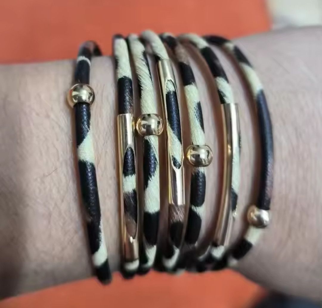 Vintage Leopard Metal Tube Spiral Bracelet Size ONE SIZE - 5 Thumbnail