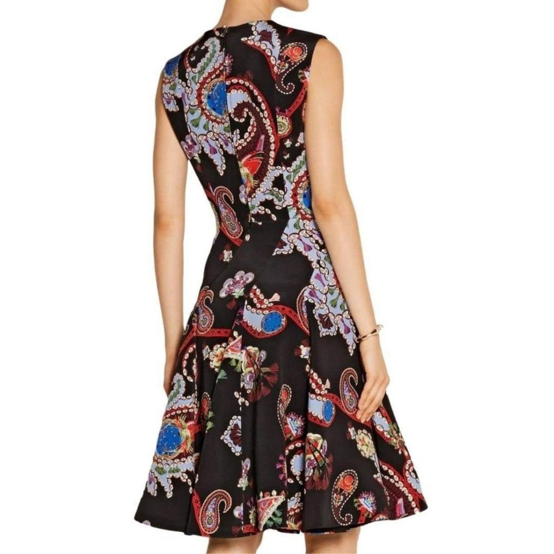Mary Katrantzou Mary Katrantzou Black Silk Printed Ruffle A-Line Dress Size M / US 6-8 / IT 42-44 - 3 Thumbnail