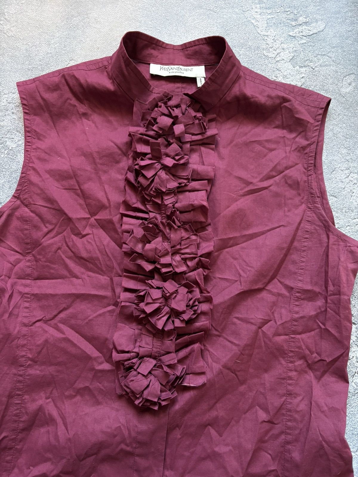 Yves Saint Laurent Yves Saint Laurent Rive Gauche Luxury Ruffled Sleeveless Top Size S / US 4 / IT 40 - 5 Thumbnail