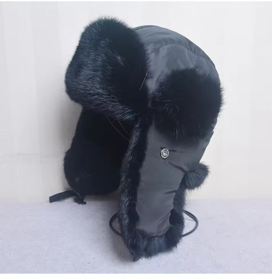 Japanese Brand Size M Warm Russian Ushanka Hat with Ear Flap Pu Leather Size ONE SIZE - 2 Thumbnail