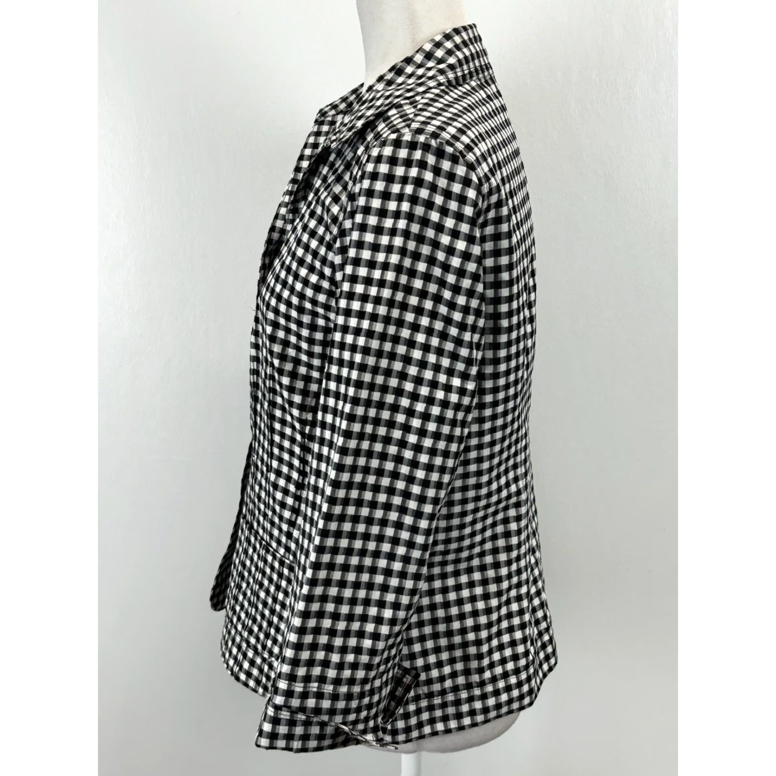 Jones New York Jones New York Gingham Shirt Womens 10 Multicolor Classic Old Money Artsy Blouse 3/4 Sleeve Collared Button Polyester Blend Regular Women Shirt Size L / US 10 / IT 46 - 2 Thumbnail