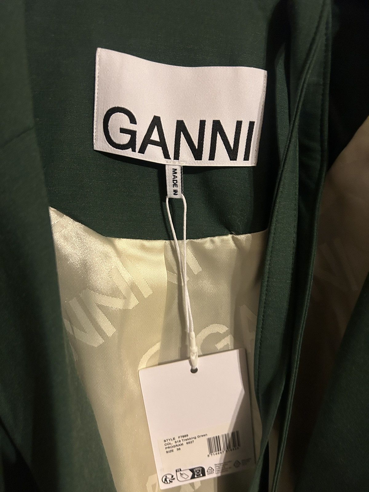 Ganni GANNI Double-breasted Crepe Blazer Forest Green size EU 36 Size S / US 4 / IT 40 - 3 Thumbnail