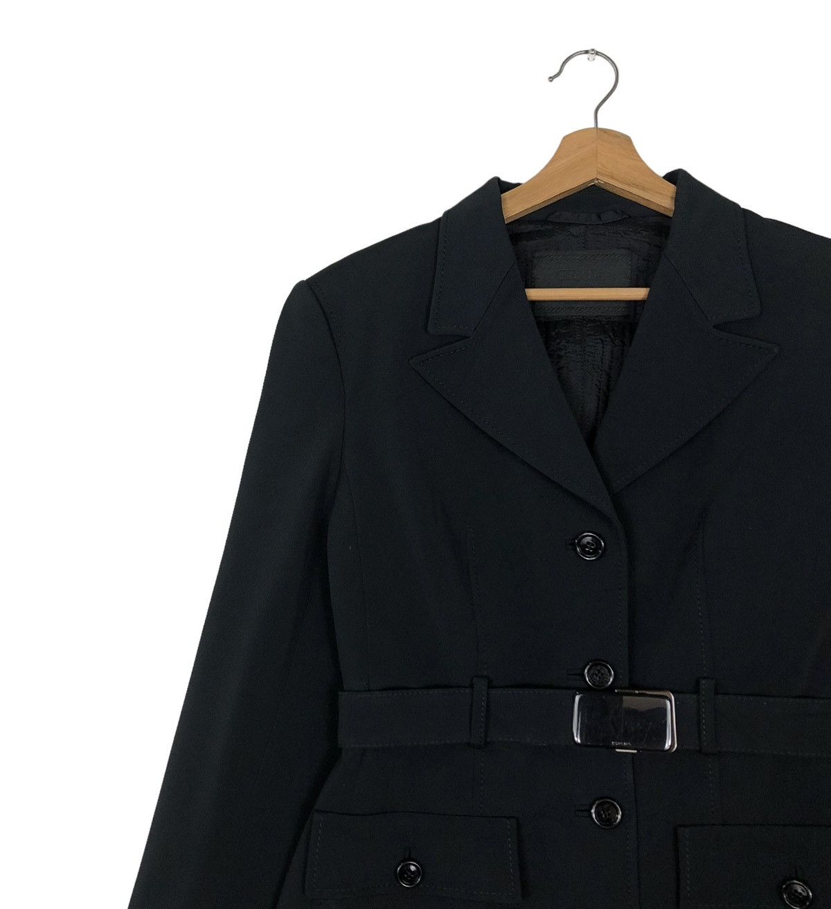 Prada 🔥RICH BLACK VINTAGE PRADA MILANO BONDAGE BELT JACKET Size M / US 6-8 / IT 42-44 - 4 Thumbnail